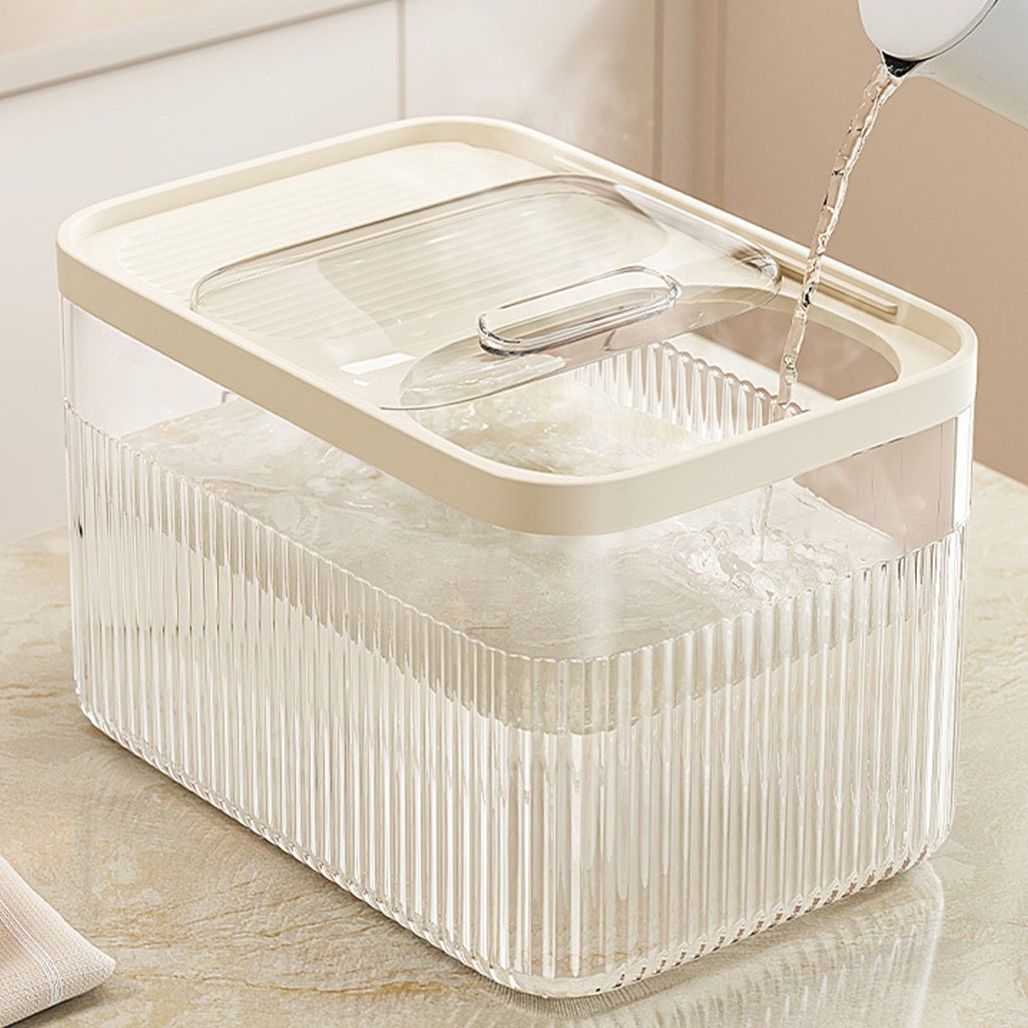 Airtight Pet Food Storage Container for Dog Cat Food Up to 10lbs Large Dry Food Bin with Measuring Cup Lids for Treats and Other Pets (10 LB), 6.31x9.44x7.08 6.31" x 9.44" x 7.08" Clear