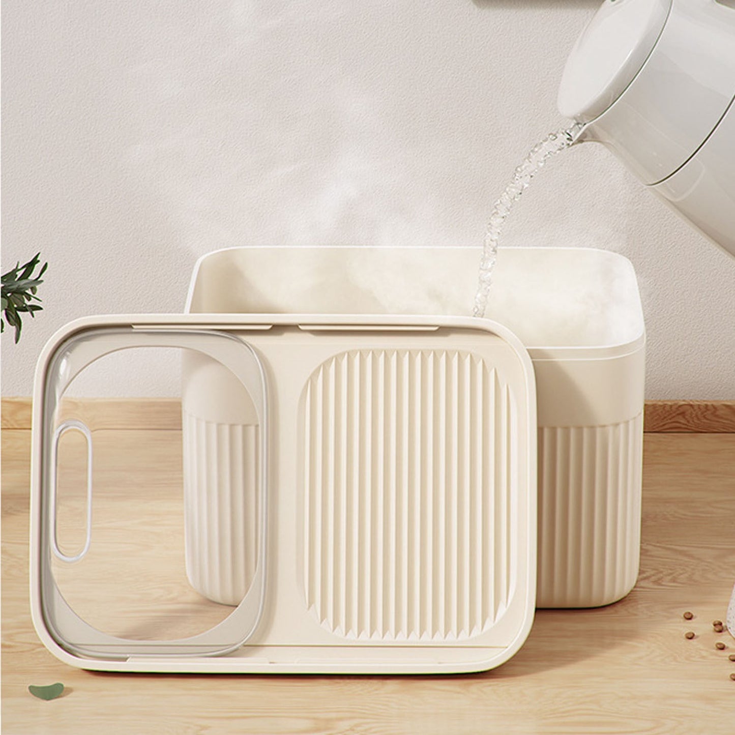 Airtight Pet Food Storage Container for Dog Cat Food Up to 10lbs Large Dry Food Bin with Measuring Cup Lids for Treats and Other Pets (10 LB), 6.31x9.44x7.08 6.31" x 9.44" x 7.08" White
