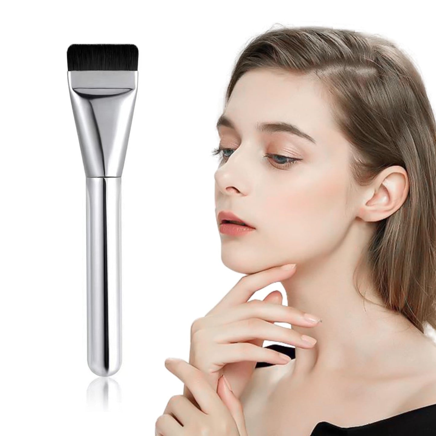 Flat Lightweight Foundation Makeup Brush, Flat Contour Foundation Concealer Brush,Make up Brush Ultra Thin, for Blending Liquid Powder Free Size as show