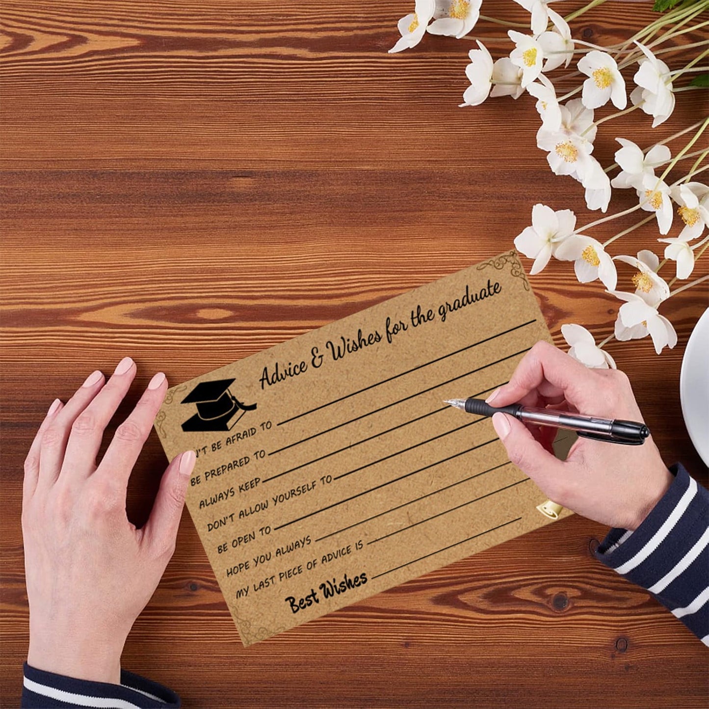 Graduation Advice And Well Wishes Cards For Graduates - Class Of 2025 Grad Cap & Diploma Fill-In Advice Cards For High School, College Grad Party Supplies (Retro Kraft Paper), 10 PCS, 6.1x4.13 6.1x4.13"*10 Coffee*10