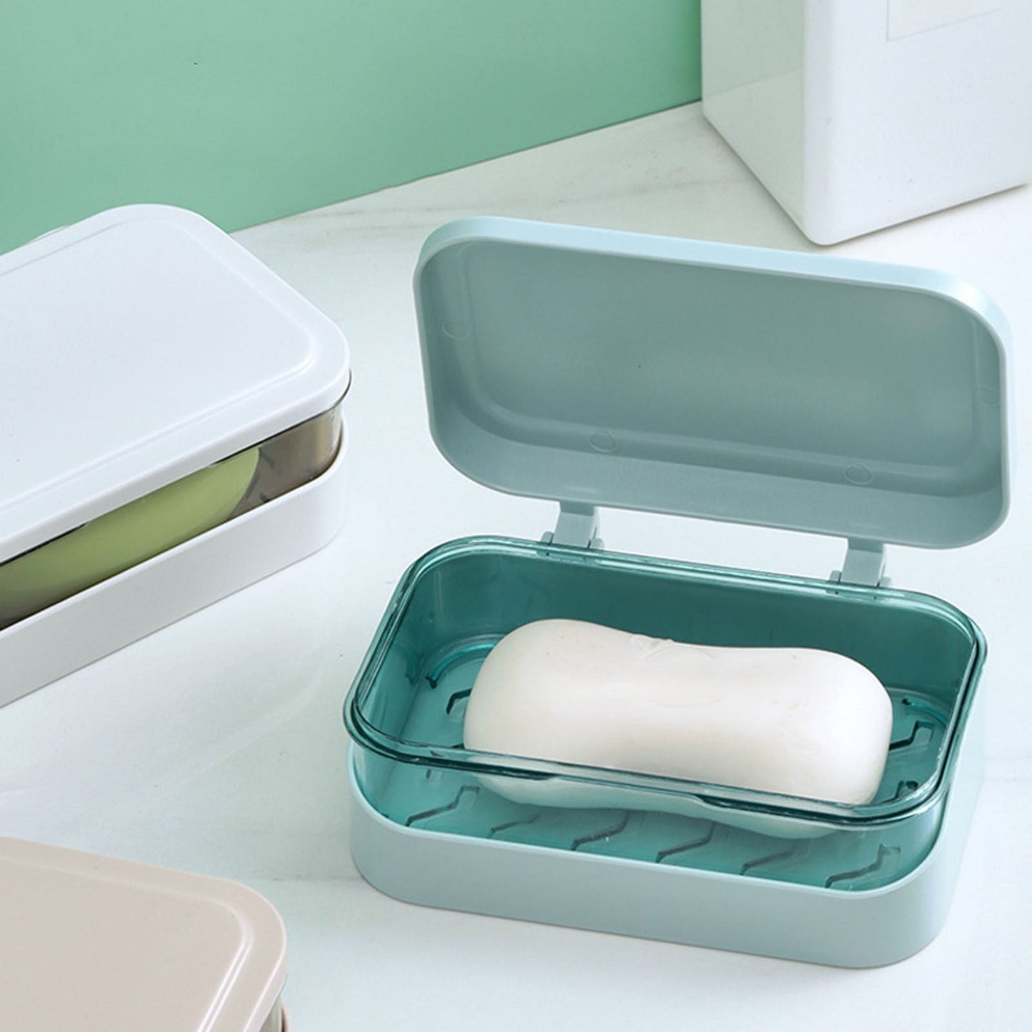 Bar Soap Holder Dish 1 Pack for Shower, Travel Soap Case with Lid for Gym, Camping Essentials, Travel Size Toiletries, Portable, Leakproof 4.72" x 3.14" x 1.77" Blue/1 Pcs