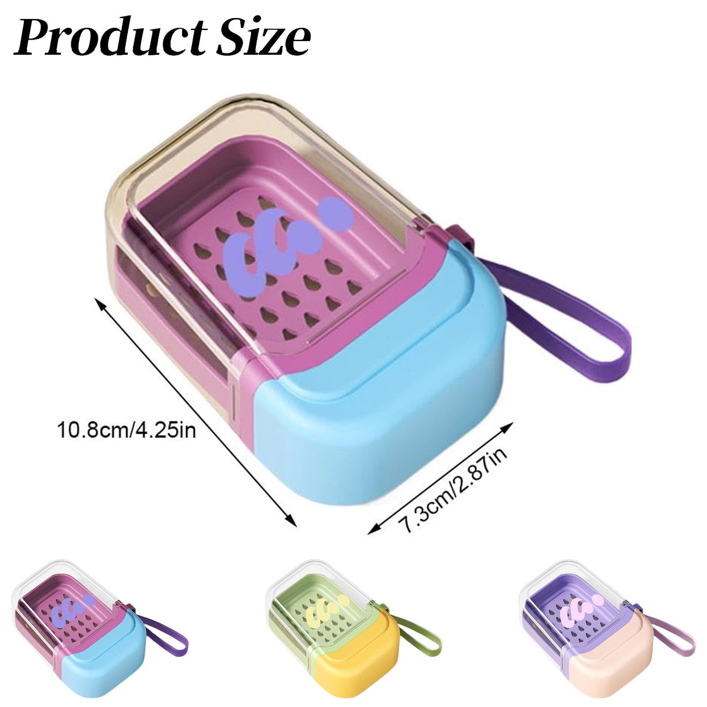 Bar Soap Holder Dish 1 Pack for Shower, Travel Soap Case with Lid for Gym, Camping Essentials, Travel Size Toiletries, Portable, Leakproof 4.25" x 2.87" Light Blue/1 Pcs