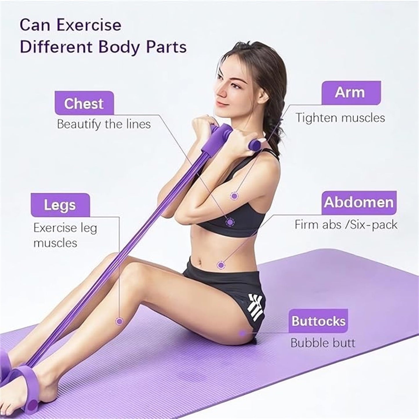 Clearance！4-Tube Pedal Puller Resistance Rope - Foot Pedal Resistance Band,Yoga Elastic Exercise Bands, for Women Jump Fitness, Abdomen/Arm Weight/Waist/Leg Stretching Slimming Training Pink