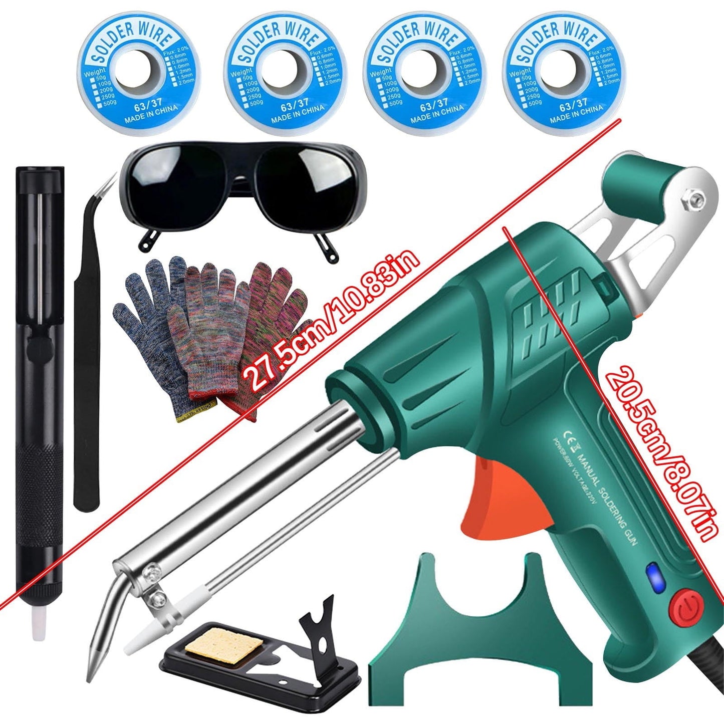 3 In 1 Rust Removal Cutting Welding, Internally Heated Industrial Welding Tools, Multi-Function Soldering Iron Soldering Gun Set (Green) Green