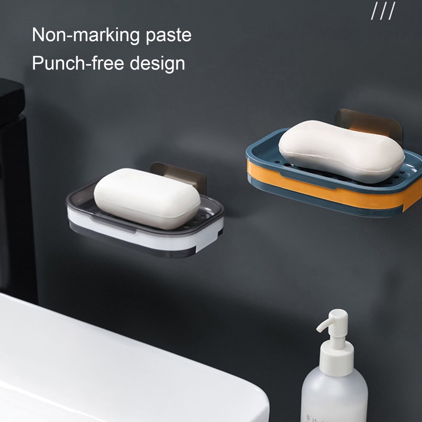 Shower Soap Dish with Suction Cups, Wall-Mounted Bathroom Organizer for Bar Soap, Waterproof Kitchen Soap Holder with Drainage Holes Blue 5.12x3.35x0.787'' Pink