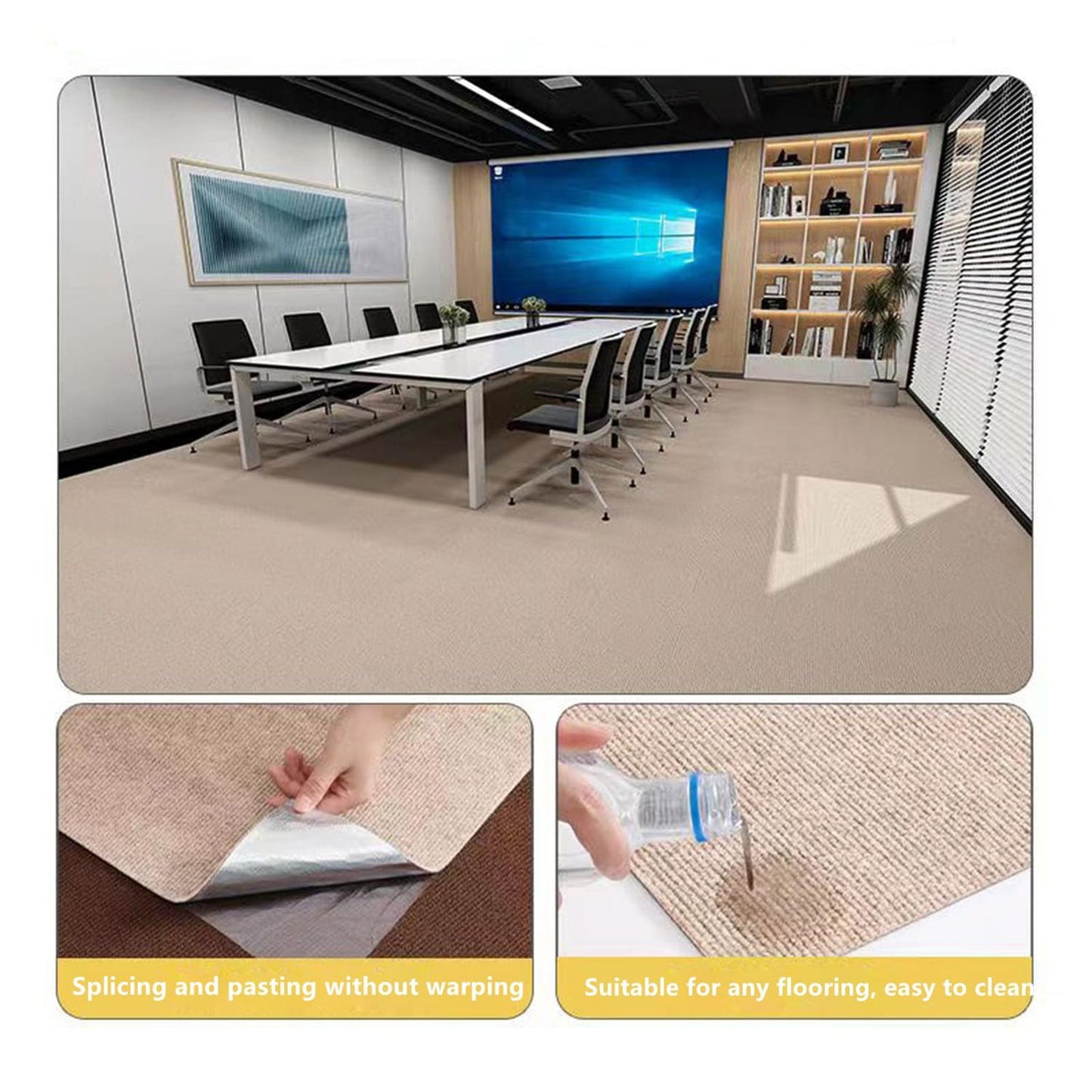 Carpet Tiles Peel and Stick, Self Adhesive Carpet Floor Tile, Anti-Slip Squares Soft Padded Carpet Tiles for Kitchen Bedrooms Indoor Outdoor（24" x 24"） 24" x 24" Brown