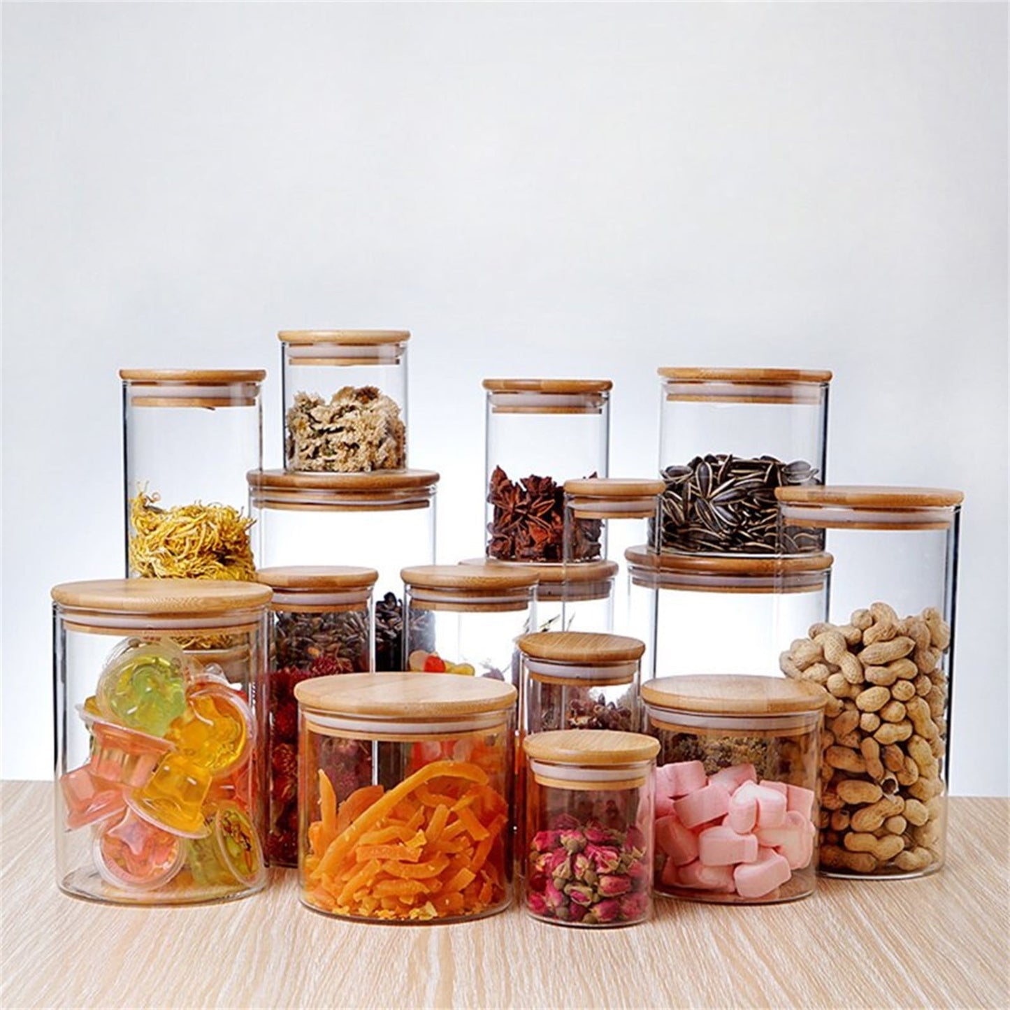 CGZQFEI Glass Storage Containers with Lids, Glass Jars with Lids, Clear Food Jar, Round Canister, Pantry Organizers and Storage for Cookie Flour Oat Pasta Tea Coffee Bean,175ml,2.55x3.14' Clear1