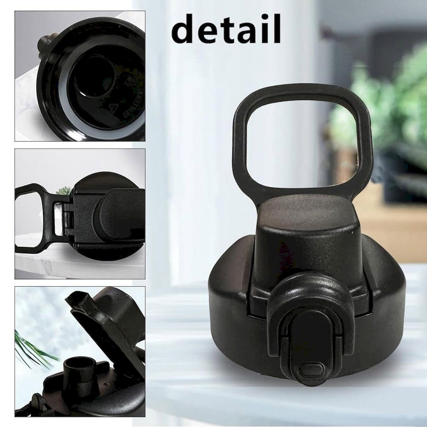 CGZQFEI Universal Water Bottle Lid Replacement - Black Nozzle Fit 12-42oz Stainless/Plastic Bottles (Leakproof Drinking Spout Design) Black