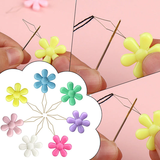 CGZQFEI Embroidery Needle Threader Tool Plastic Flower Head Sewing Machine Needle Threader for Hand Sewing Cross Stitch Craft Knitting Quilting (Mix Colors) One Size Mix Colors