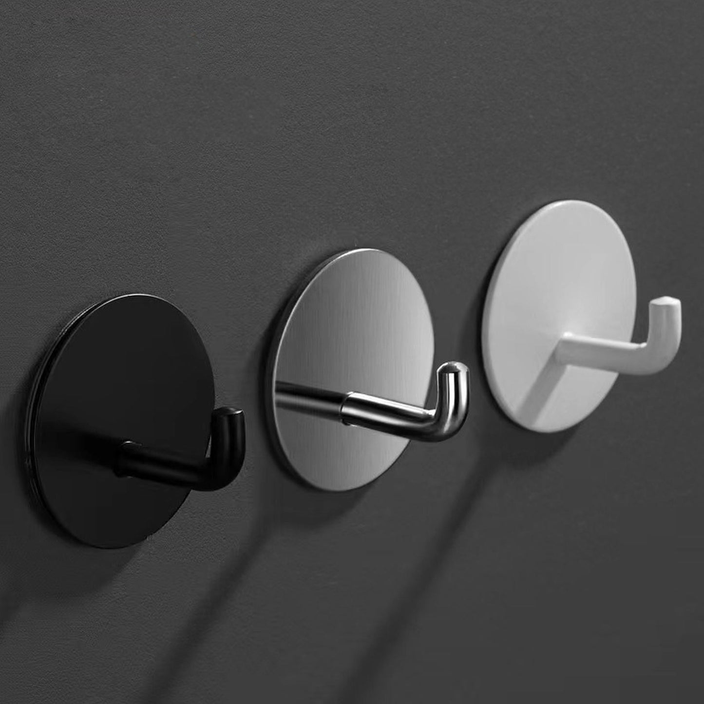 Adhesive Hooks Heavy Duty Waterproof in Shower Hooks for Hanging Loofah, Towels Clothes for Bathroom Removable Stainless Steel Brush Nickel Adhesive Wall Hooks 4 Pcs (Sliver) 1.8x1.8 1.8" x 1.8" Black