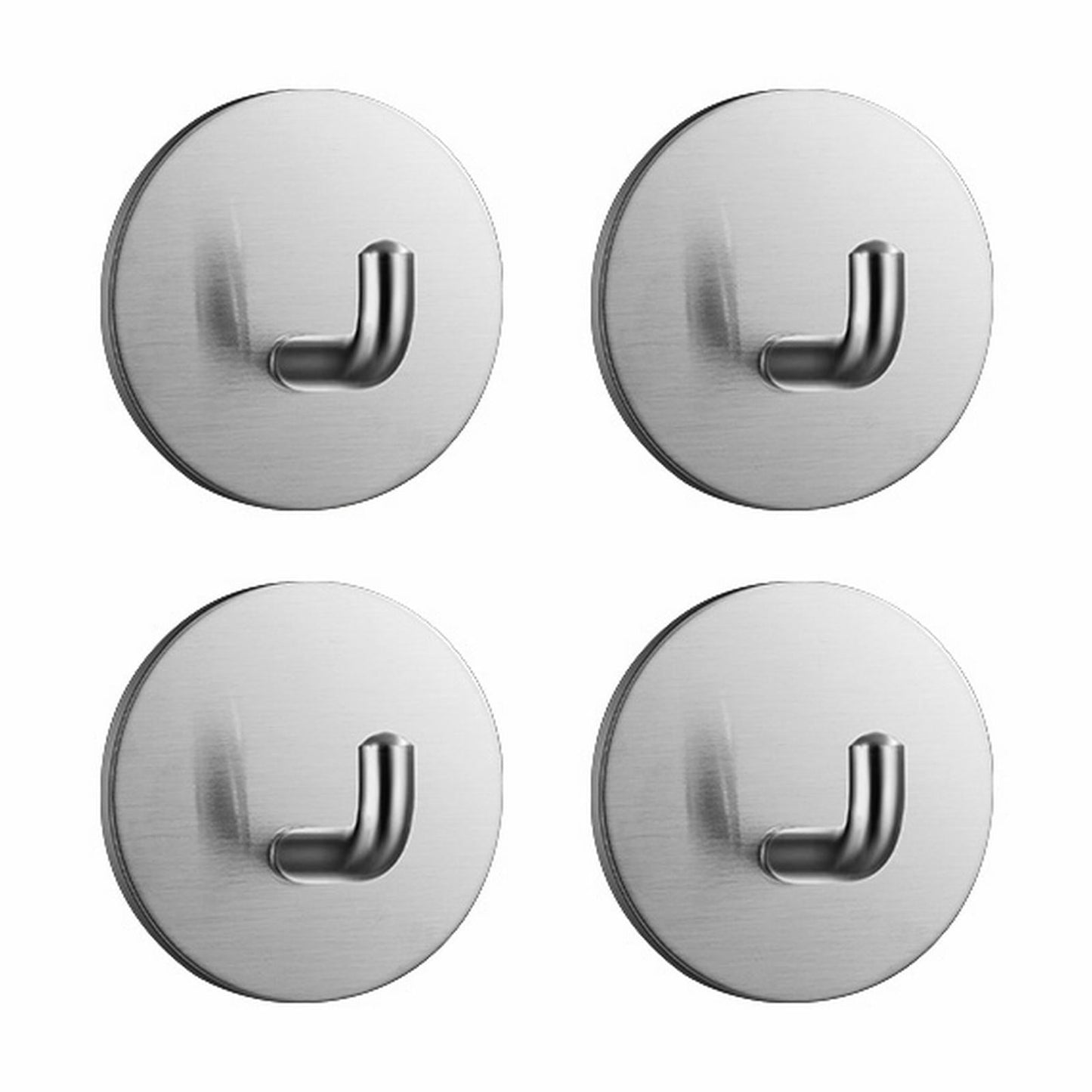 Adhesive Hooks Heavy Duty Waterproof in Shower Hooks for Hanging Loofah, Towels Clothes for Bathroom Removable Stainless Steel Brush Nickel Adhesive Wall Hooks 4 Pcs (Sliver) 1.8x1.8 1.8" x 1.8" Silver