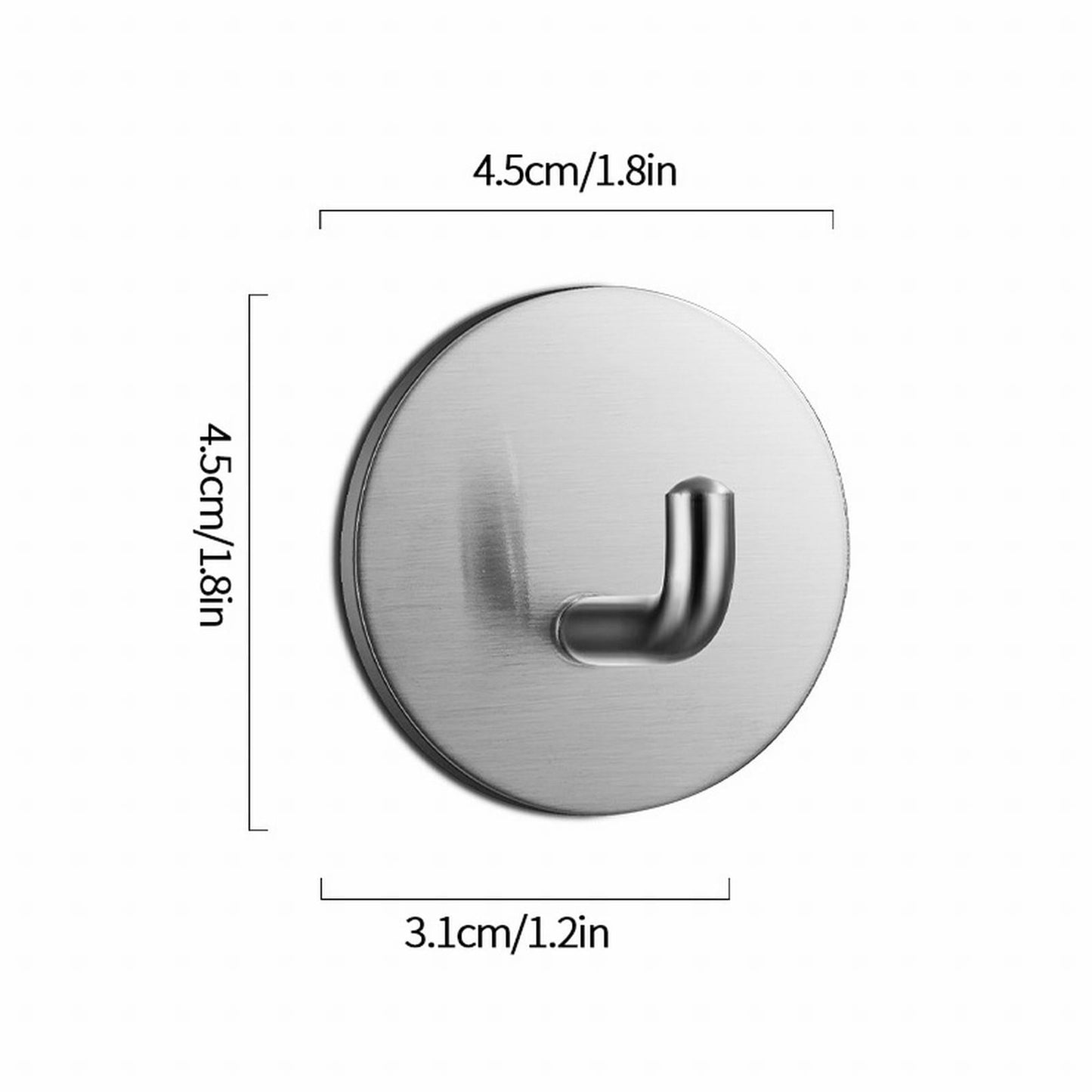 Adhesive Hooks Heavy Duty Waterproof in Shower Hooks for Hanging Loofah, Towels Clothes for Bathroom Removable Stainless Steel Brush Nickel Adhesive Wall Hooks 4 Pcs (Sliver) 1.8x1.8 1.8" x 1.8" Silver