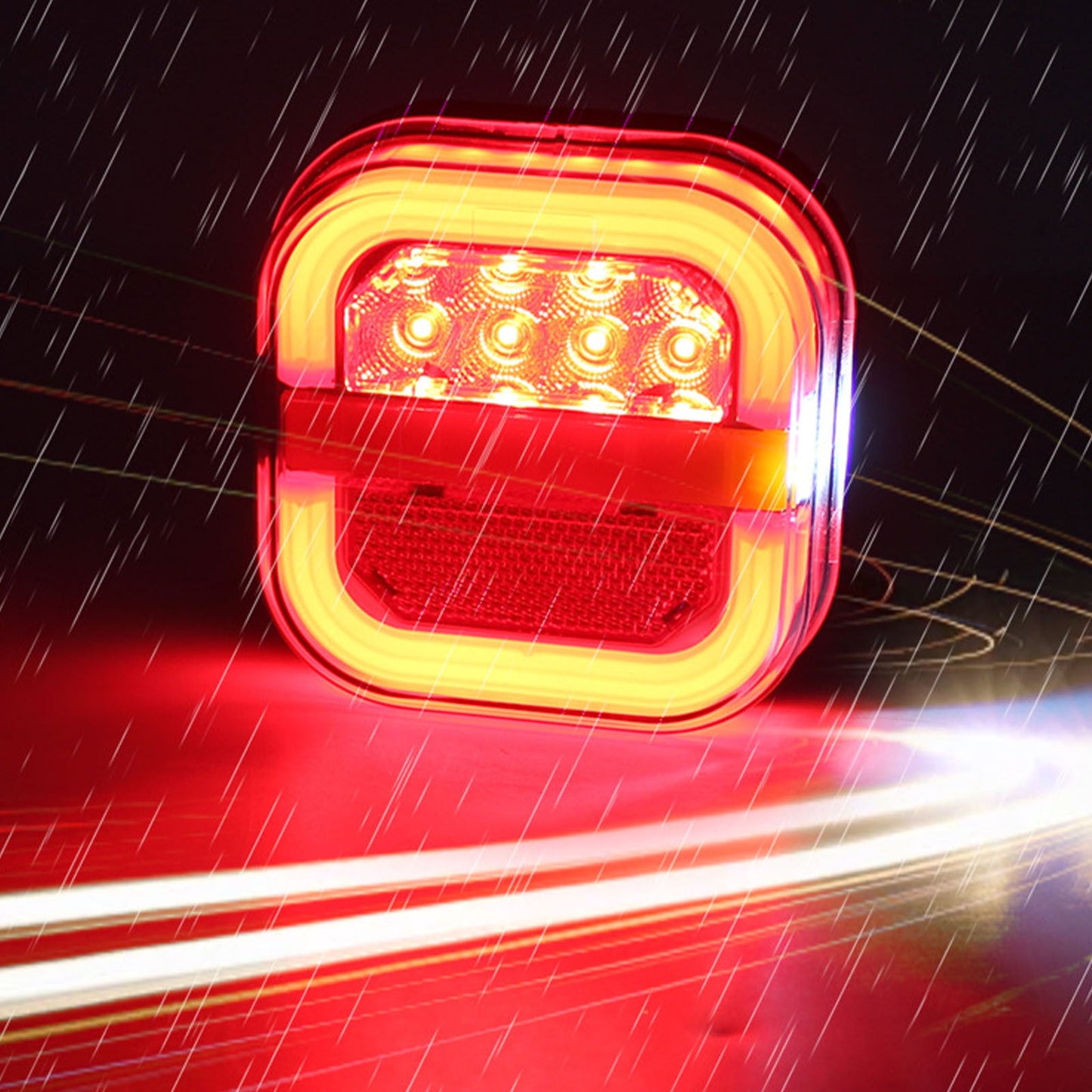 LED Brake Lights for Trailer, Trailer Lights for Towing, Led Trailers Rear Lights Kit with Brake and Turn Signals, Waterproof,Flowss Guide Square Burger Light Truck Edges Light(2Pcs Regular) Free Size A