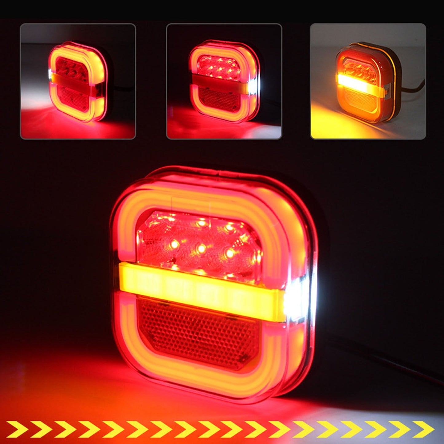 LED Brake Lights for Trailer, Trailer Lights for Towing, Led Trailers Rear Lights Kit with Brake and Turn Signals, Waterproof,Flowss Guide Square Burger Light Truck Edges Light(2Pcs Regular) Free Size A