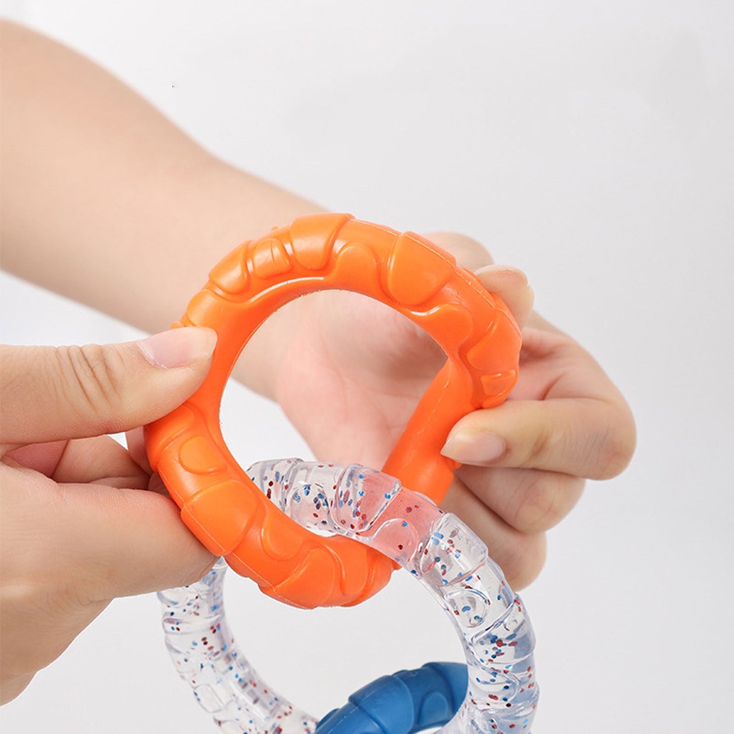 3-Ring Tug Dog Toy, Interactive Tug Pull Toy for Training and Teeth Cleaning, Indestructible Rubber of War Dog Chew Toy for Aggressive Chewers, Outdoor Puppy Ring Toy for Small Medium Large Dogs Orange-blue and purple-yellow
