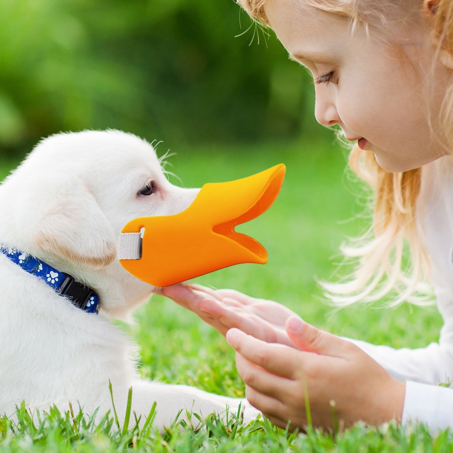 Dog Muzzle Duck Bill, Dog Mouth Mask to Prevent Eating Things for Dogs, Face Muzzle for Dogs to Accidental Eating Dog Walking Mask, Muzzle for Small 5-15lbs Soft S Orange