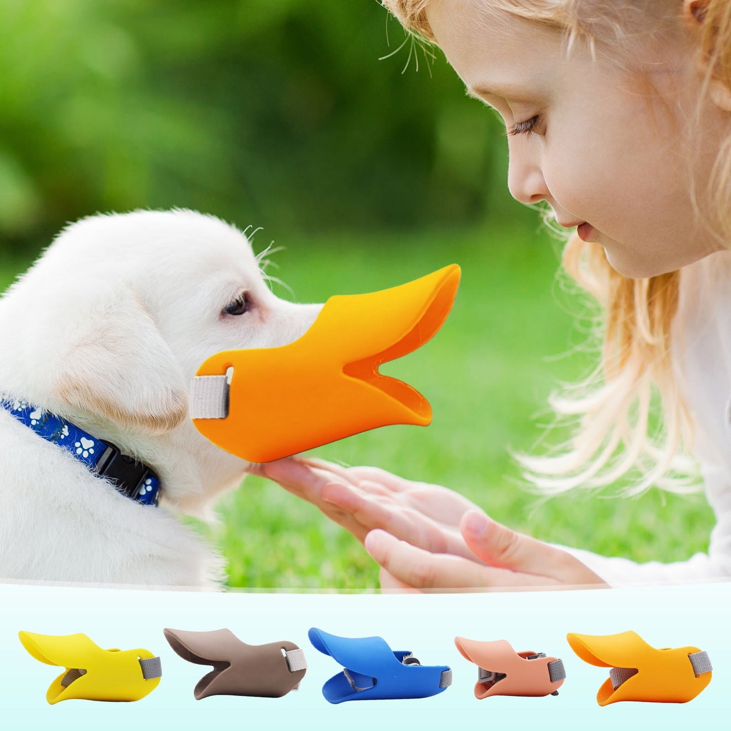 Dog Muzzle Duck Bill, Dog Mouth Mask to Prevent Eating Things for Dogs, Face Muzzle for Dogs to Accidental Eating Dog Walking Mask, Muzzle for Small 5-15lbs Soft S Orange