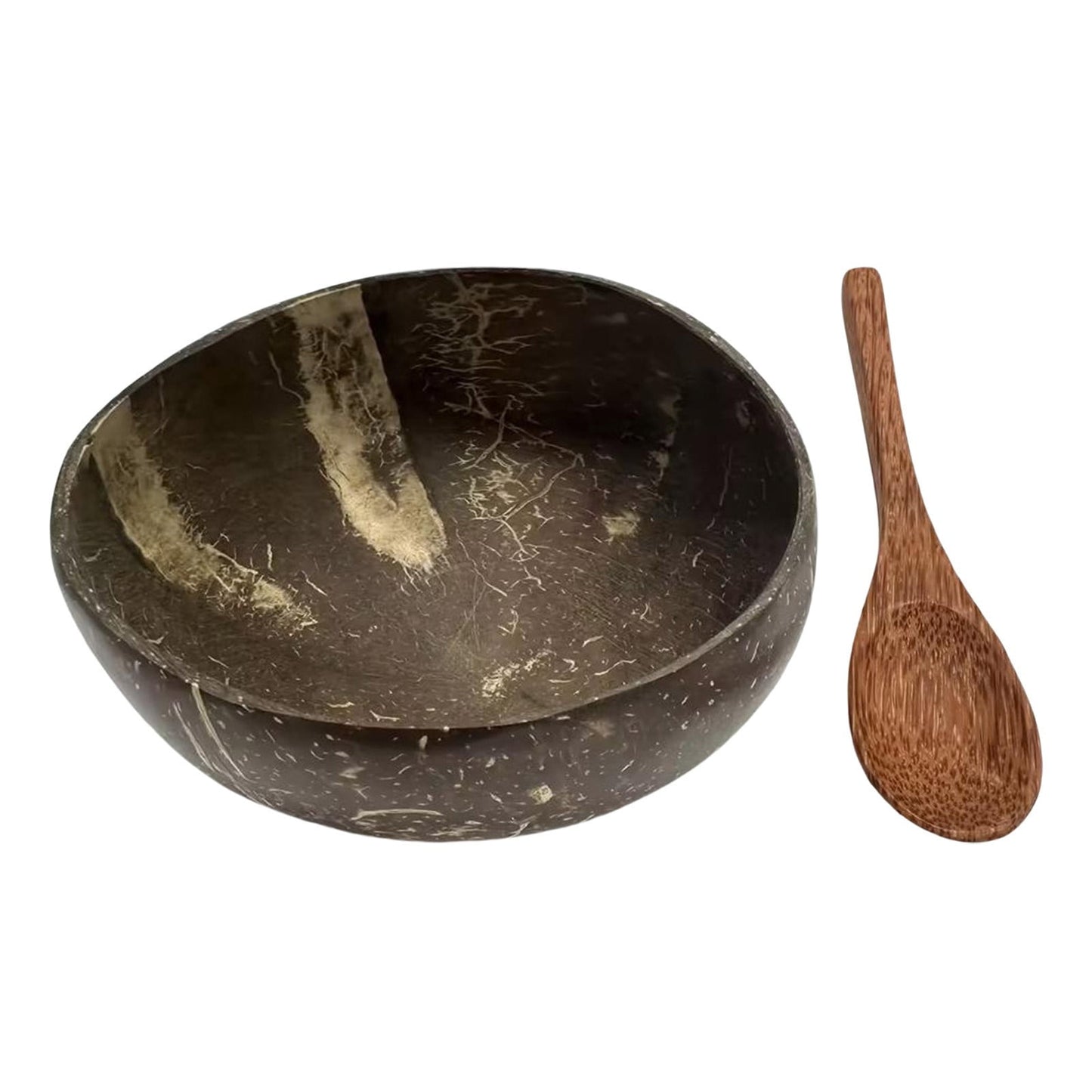 Coconut Shell Bowl, Natural Handcrafted Bowl, Polished Coconut Acai Bowls with Spoon for Warm and Cold Foods, Washable by Hand, for Smoothies and Salads Vegan Gifts Kitchen Decor