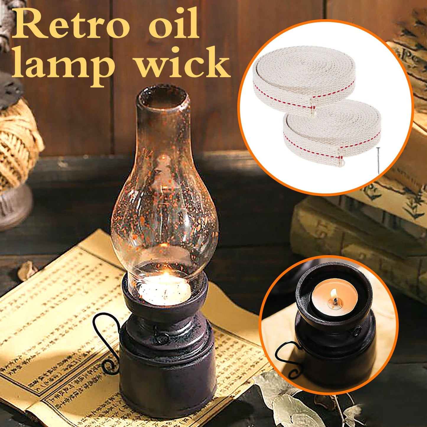 2 Rolls Cotton Oil Lamp Wick, Lantern Wick Oil Latern for Kerosene Burner Lighting & Paraffin Oil Wick,White Replacement Wick for Oil Lamps Oil Burners