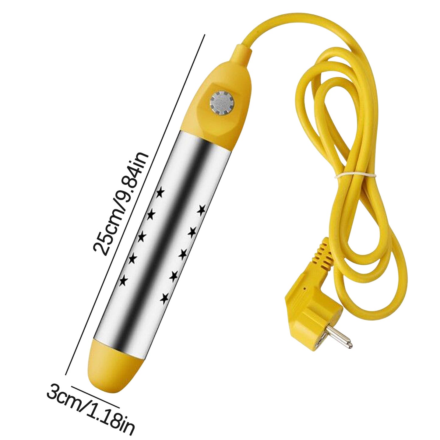 Portable Water Heater, 2500W Fast-Boiling Immersion Heater, Immersion Heater for Mini Inflatable Pool, Fast Heating for Bathtub, Bucket, Hot Tub, with Rust-Resistant 304 Stainless Steel Cap Yellow