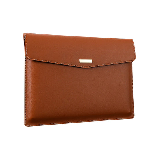 PU Leather A4 File Folder, Heavy Duty Document Holder, Waterproof Portfolio Envelope Folder Case with Snap Closure (Brown) 13x9.6 13" x 9.6" Brown