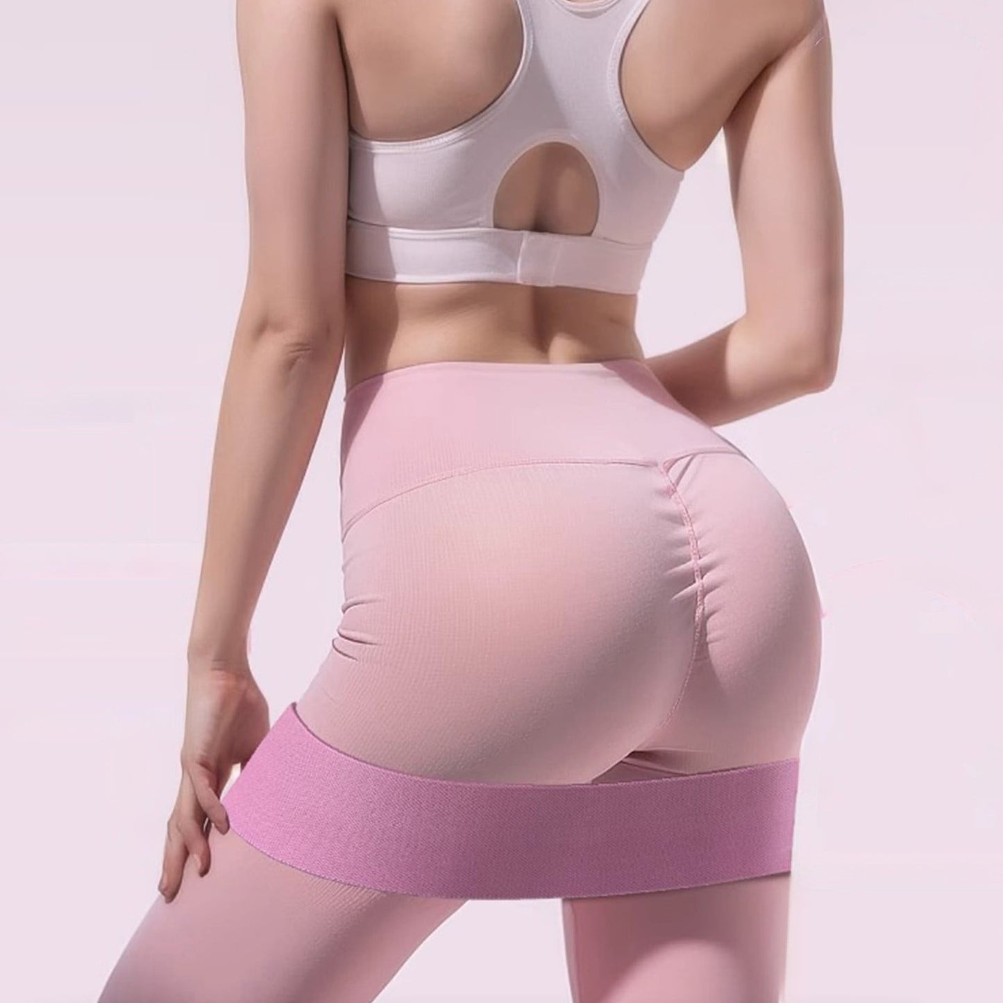 Yoga Resistance Band, Booty Legs Elastic Stretch Exercise,Fabric Cloth Workout Flexband, Loop Exercise Workout Gym Fitness Pink