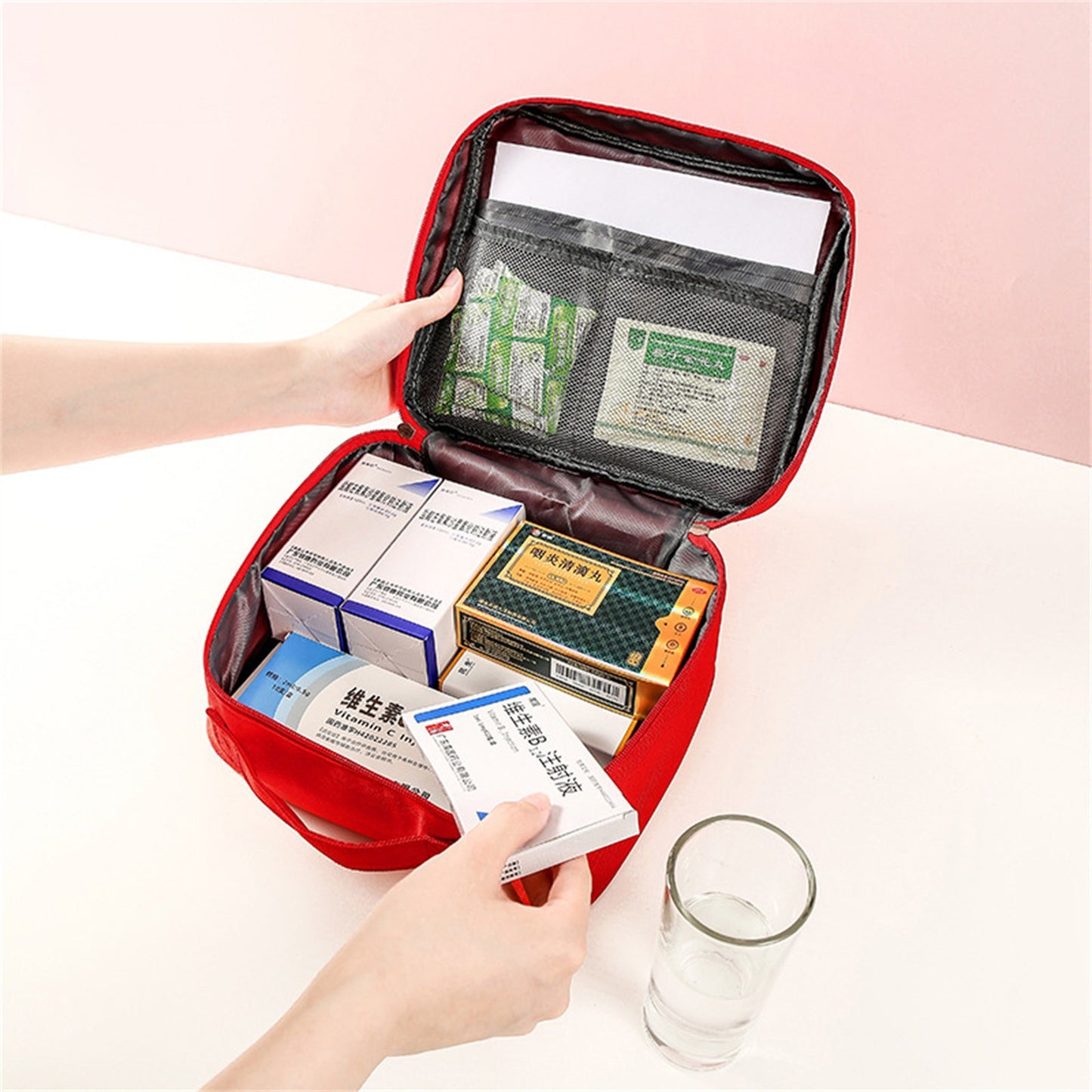 Portable Mini First Aid Bag Empty, Small Size Travel Medicine Pouch Double Zippers Handy Pills Pocket for Travel Home (Grey) 4.33x5.51x0.79 4.33" x 5.51" x 0.79" Gray
