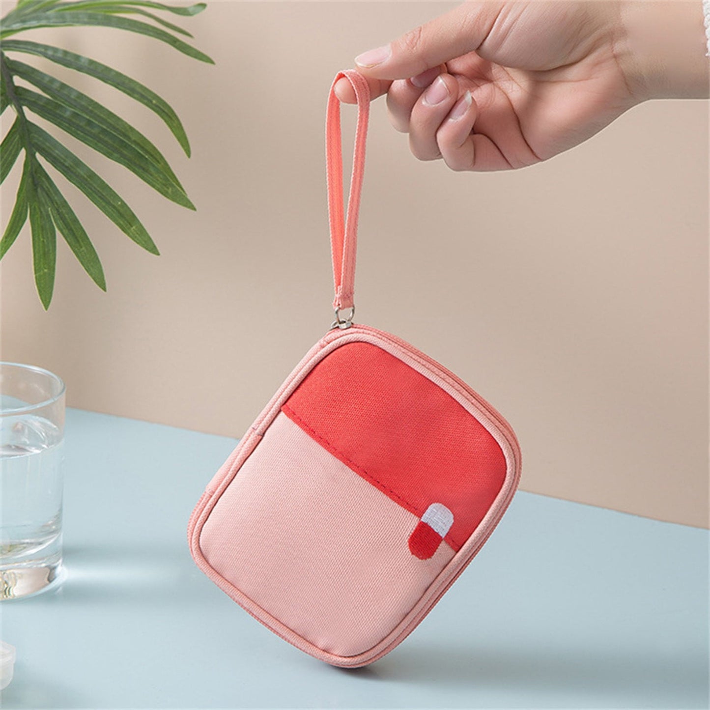 Portable Mini First Aid Bag Empty, Small Size Travel Medicine Pouch Double Zippers Handy Pills Pocket for Travel Home (Grey) 4.33x5.51x0.79 4.33" x 5.51" x 0.79" Pink