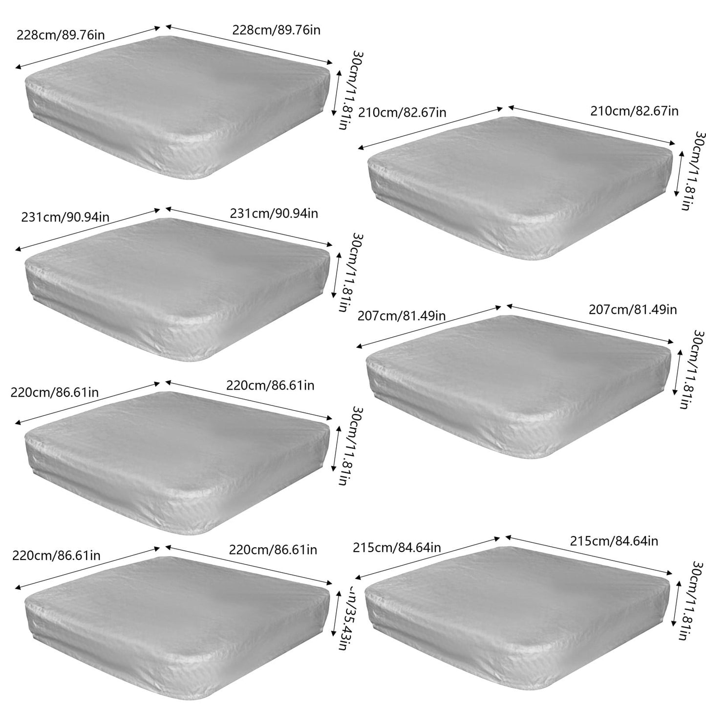 Square Hot Tub Cover - Outdoor Heavy Duty Protector for Patio Spas and Swimming Pools | Hard Covers For Hot Tub Waterproof Dust Cover for Hot Tubs, Jacuzzis, and Outdoor(Black -89.76x11.81") Beige-81.49x11.81"
