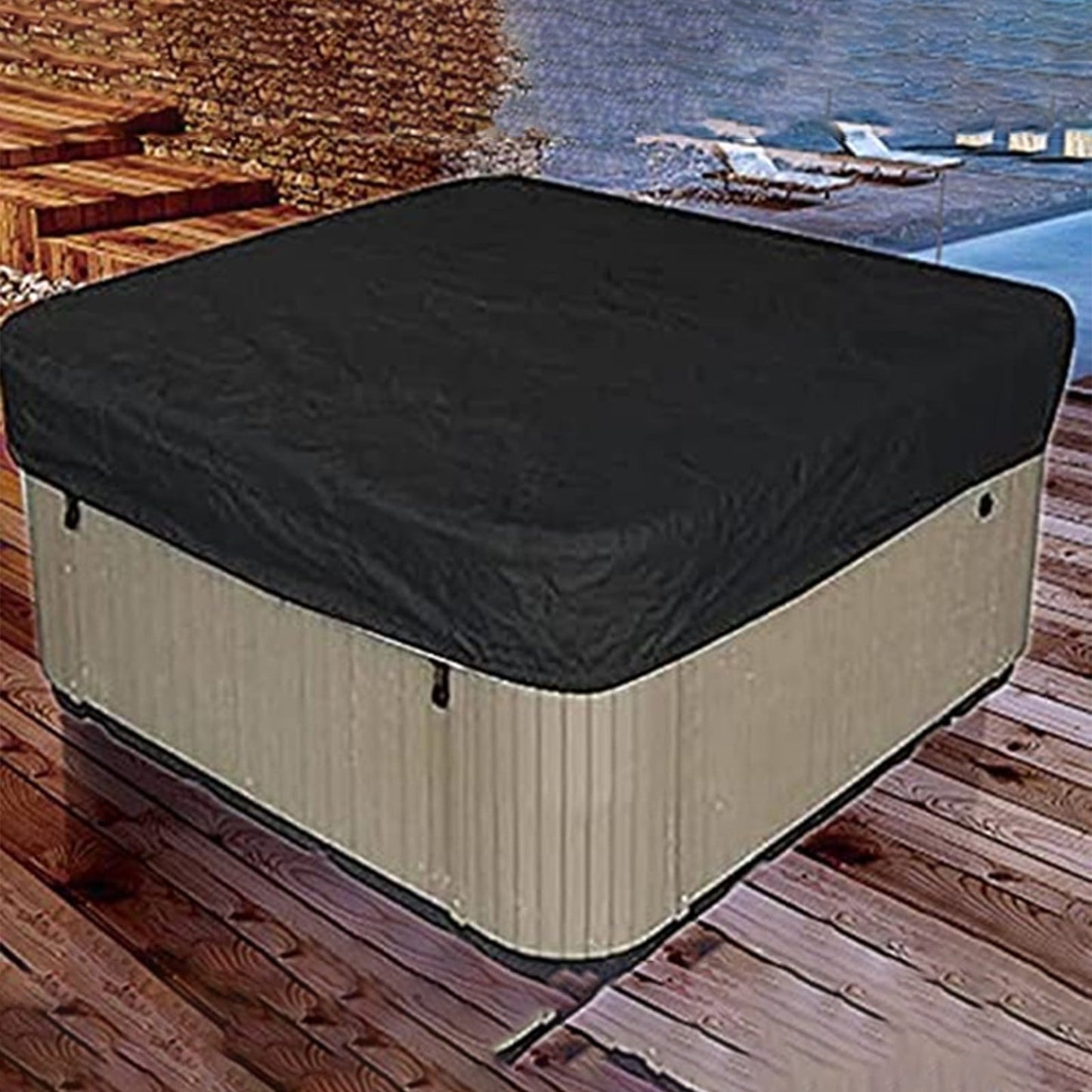 Square Hot Tub Cover - Outdoor Heavy Duty Protector for Patio Spas and Swimming Pools | Hard Covers For Hot Tub Waterproof Dust Cover for Hot Tubs, Jacuzzis, and Outdoor(Black -89.76x11.81") Black -84.64x11.81"