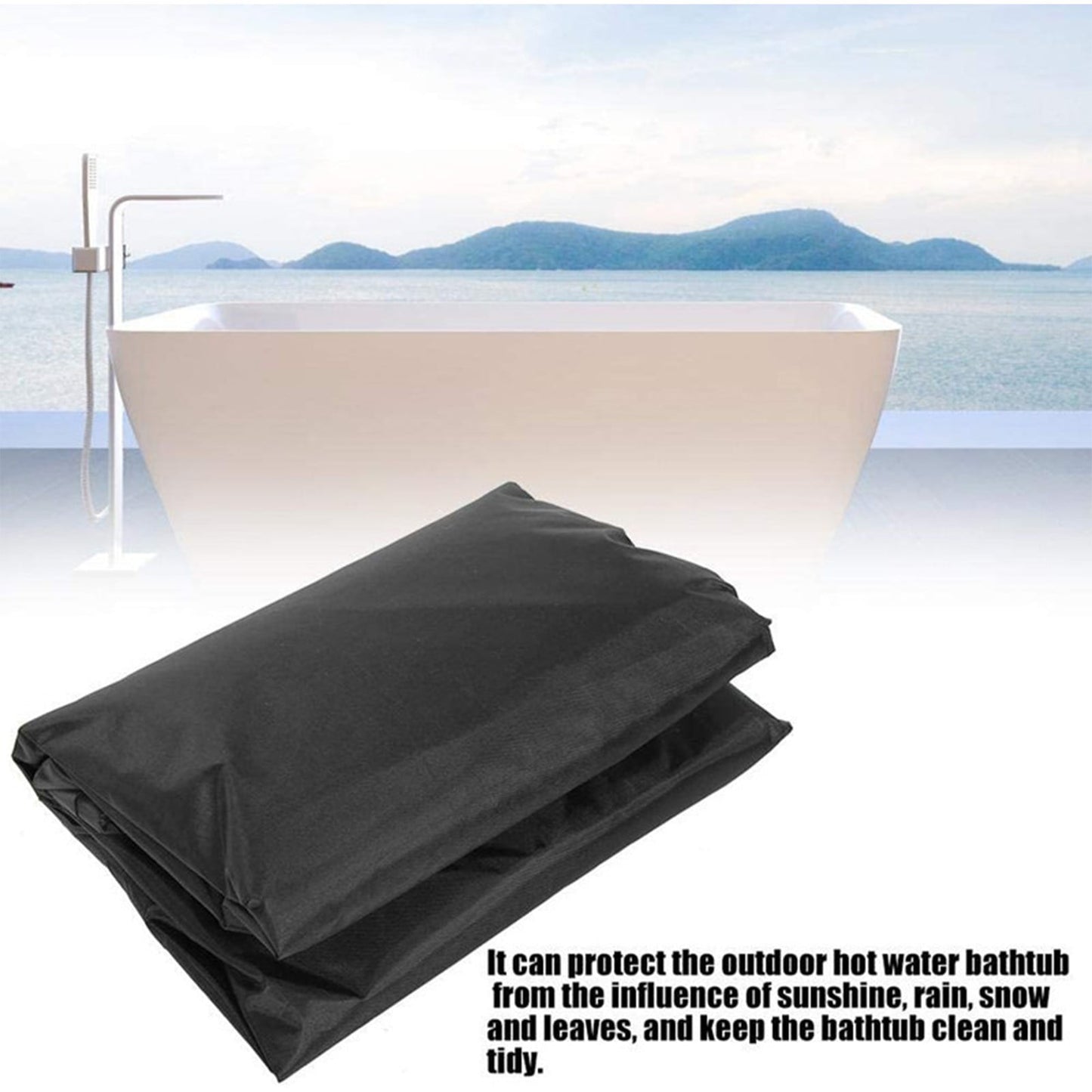 Square Hot Tub Cover - Outdoor Heavy Duty Protector for Patio Spas and Swimming Pools | Hard Covers For Hot Tub Waterproof Dust Cover for Hot Tubs, Jacuzzis, and Outdoor(Black -89.76x11.81") Black -86.61x11.81"