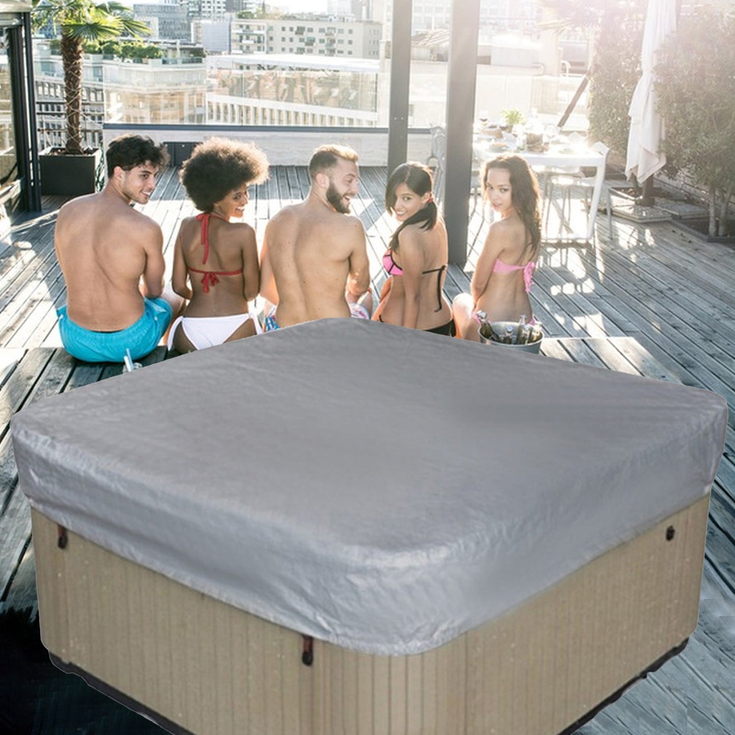 Square Hot Tub Cover - Outdoor Heavy Duty Protector for Patio Spas and Swimming Pools | Hard Covers For Hot Tub Waterproof Dust Cover for Hot Tubs, Jacuzzis, and Outdoor(Black -89.76x11.81") Coffee -89.76x11.81"