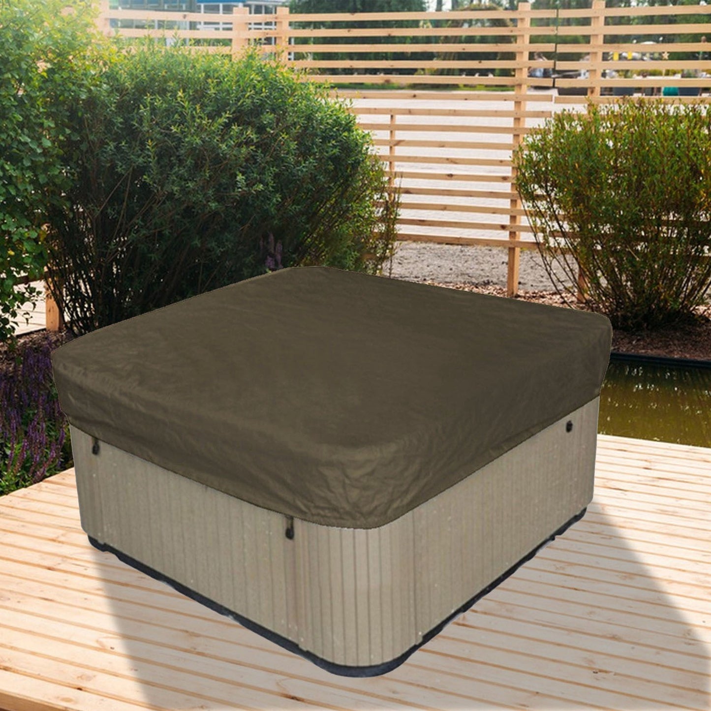 Square Hot Tub Cover - Outdoor Heavy Duty Protector for Patio Spas and Swimming Pools | Hard Covers For Hot Tub Waterproof Dust Cover for Hot Tubs, Jacuzzis, and Outdoor(Black -89.76x11.81") Coffee -90.94x11.81"