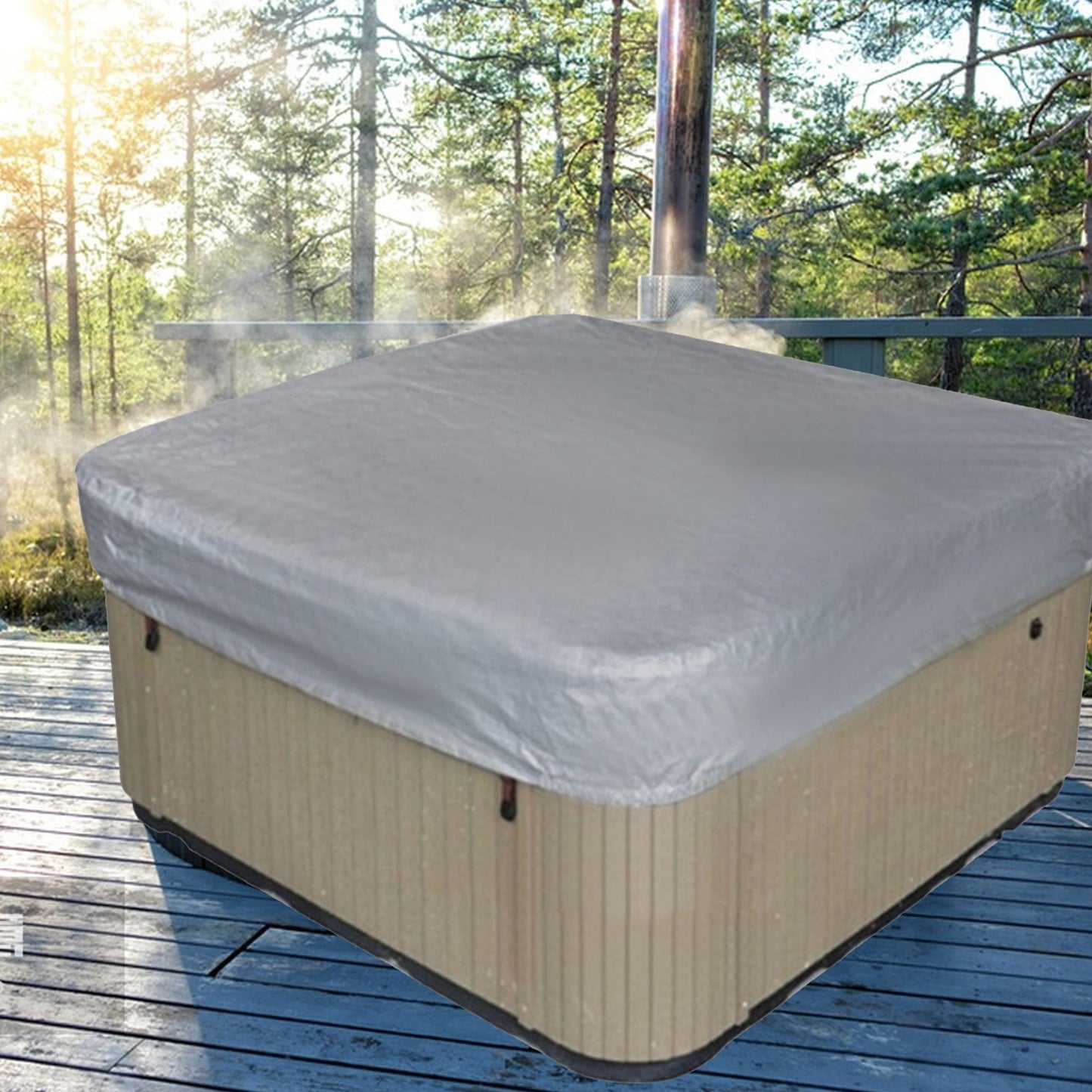 Square Hot Tub Cover - Outdoor Heavy Duty Protector for Patio Spas and Swimming Pools | Hard Covers For Hot Tub Waterproof Dust Cover for Hot Tubs, Jacuzzis, and Outdoor(Black -89.76x11.81") Gray