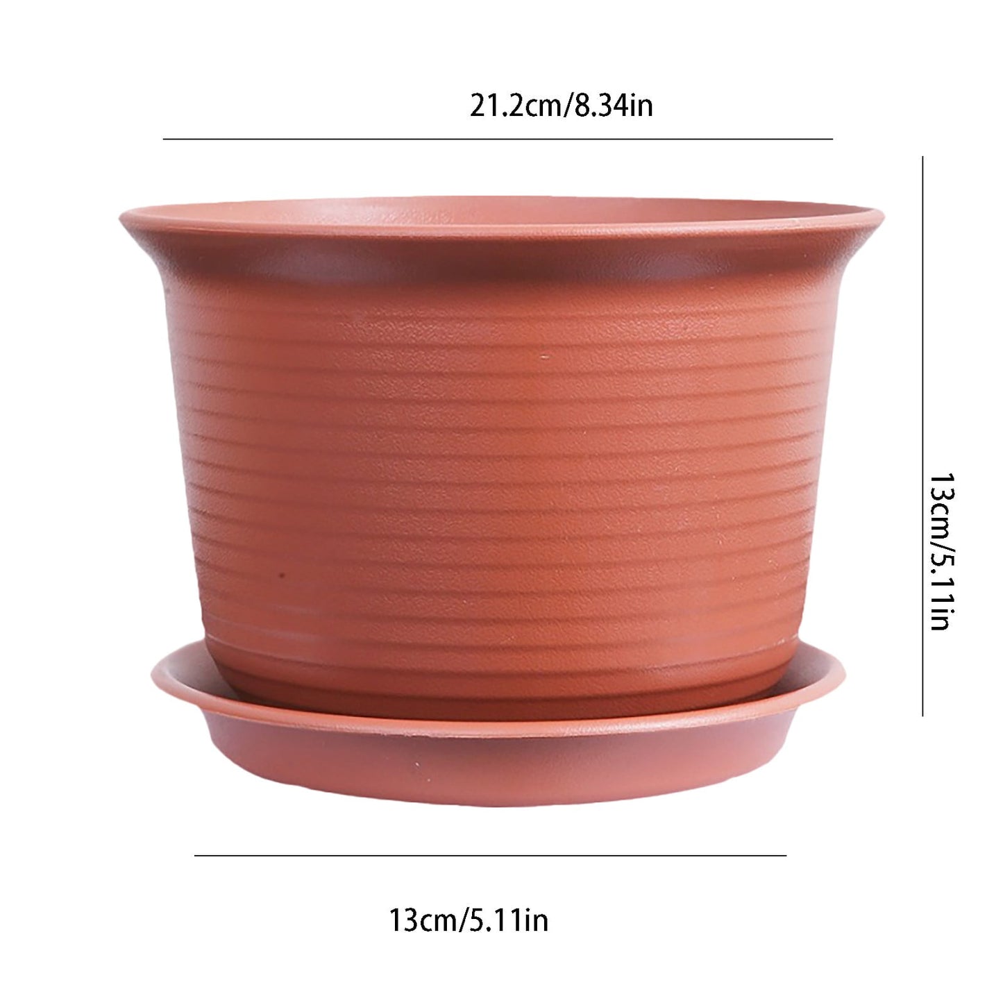 6 Inch Planter Nursery Pots, Plastic Planters Pots for Plants Flower Transplanting with Drainage Holes and Saucers, Beige, 6.06x4.25 8.34" x 5.11" Red