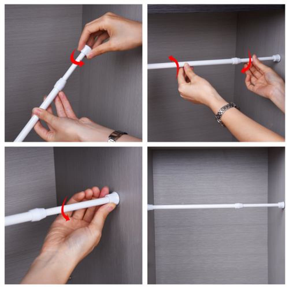 Spring Loaded Extendable Shower Curtain Rod - Aluminum Pole with Round Head | Tension Curtain Rail for Bathroom & Windows | Adjustable Length Rust-Resistant Aluminum Curtain Rod(15.8-27.6") 15.8-27.6"
