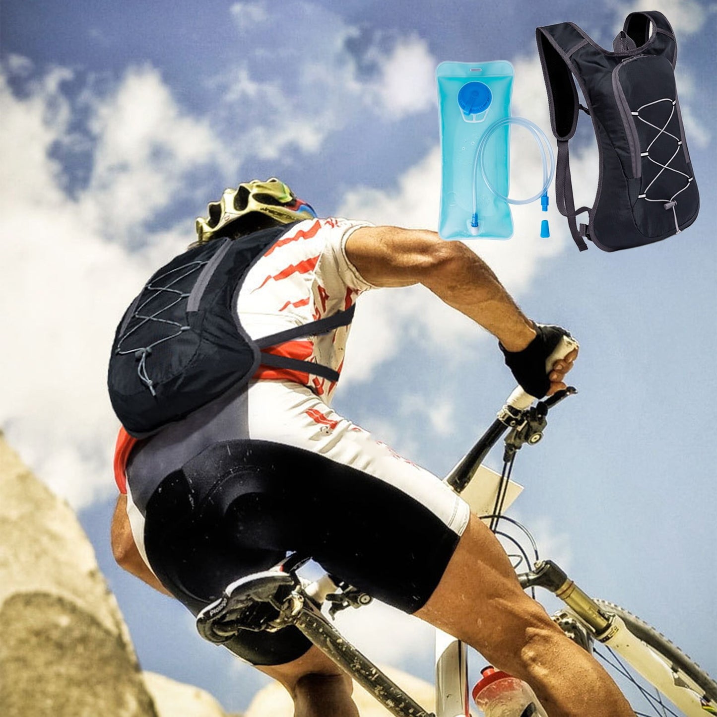 Hydration Backpack Pack with 2L Hydration Bladder Hiking Backpack Bladder for Hiking Cycling Climbing,Cycling Backpack Water Backpack with Hydration Bladder Black