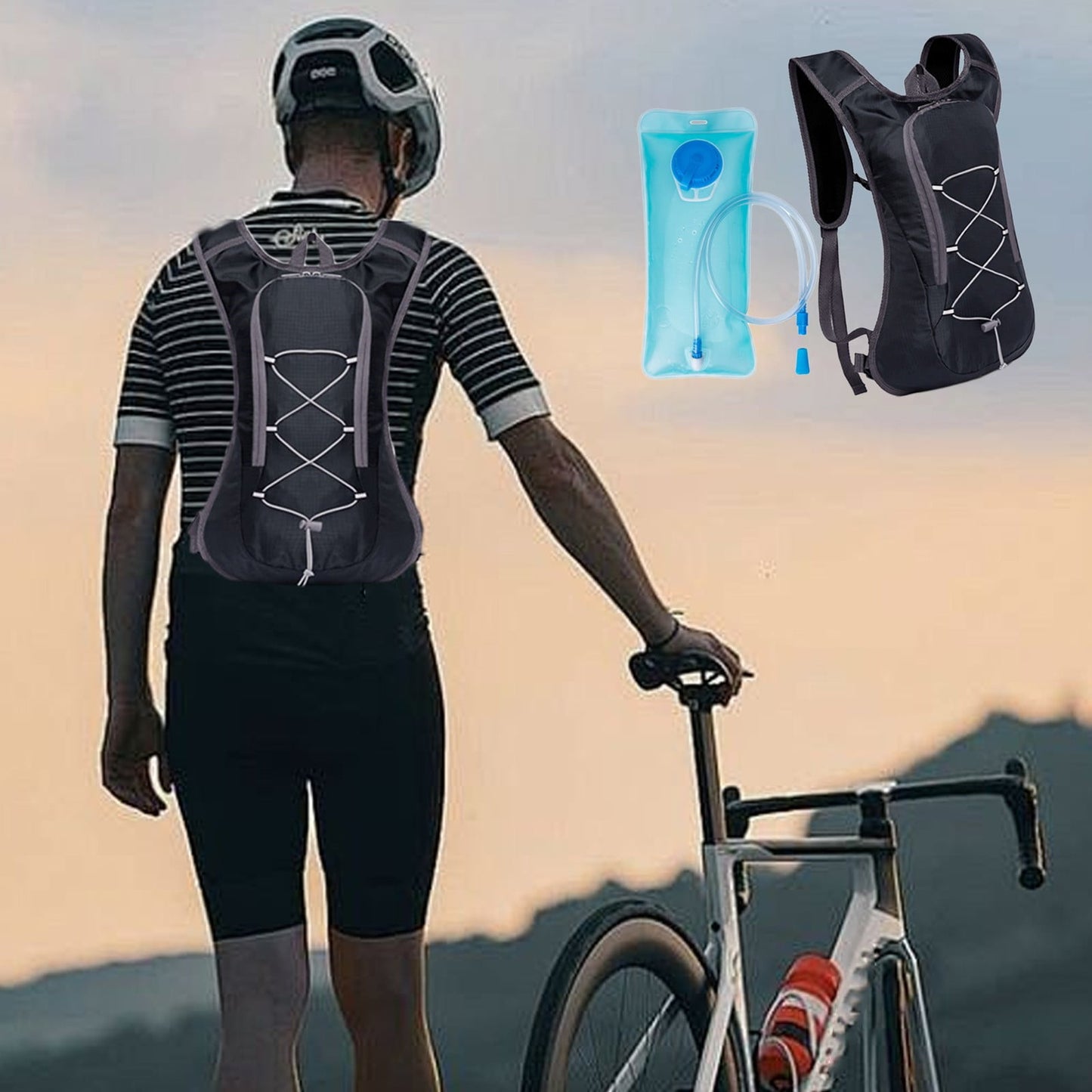 Hydration Backpack Pack with 2L Hydration Bladder Hiking Backpack Bladder for Hiking Cycling Climbing,Cycling Backpack Water Backpack with Hydration Bladder Black