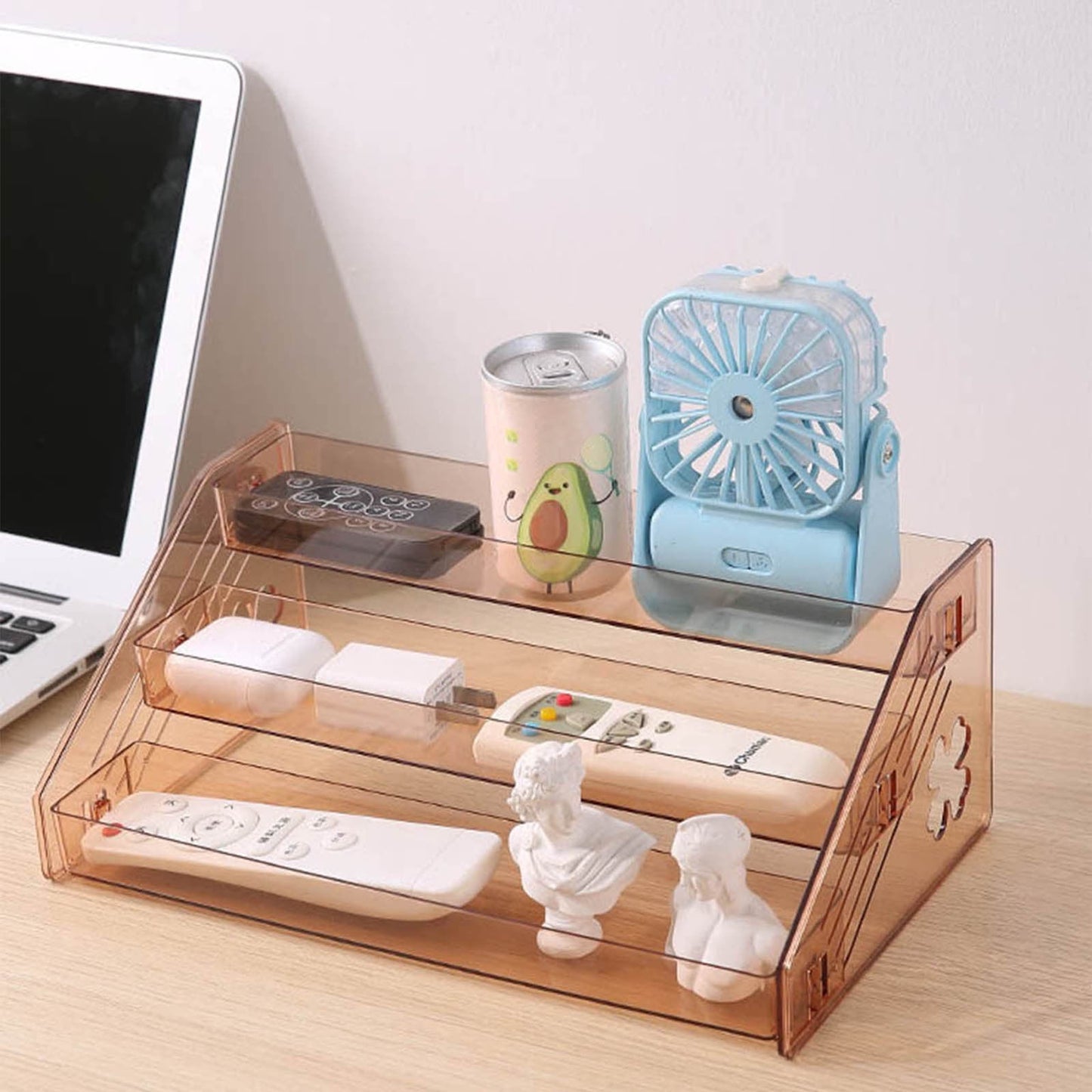 3-Tier Acrylic Riser Shelf, Clear Perfume and Skincare Organizer, Sturdy Display Stand for Countertop, High-Capacity Nail Polish and Essential Oil Bottle Organizer and Storage Holder Clear