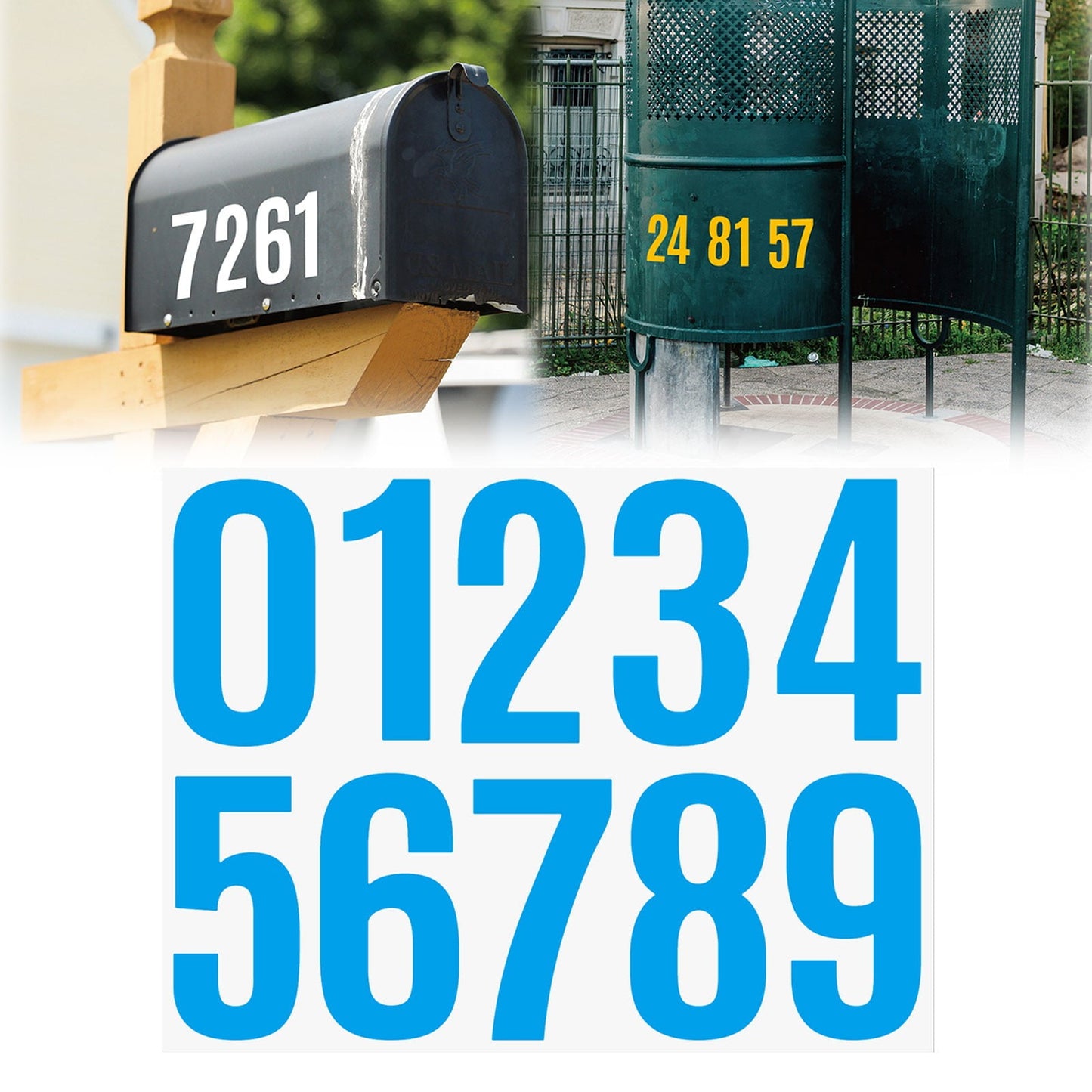 4 Inch Multicolor Vinyl Number Stickers - Self-Adhesive Decals for Mailbox, Car & Home,Large Digit Labels,Weatherproof Number Signs Number Labels For Car Home Multicolor(Blue) Blue