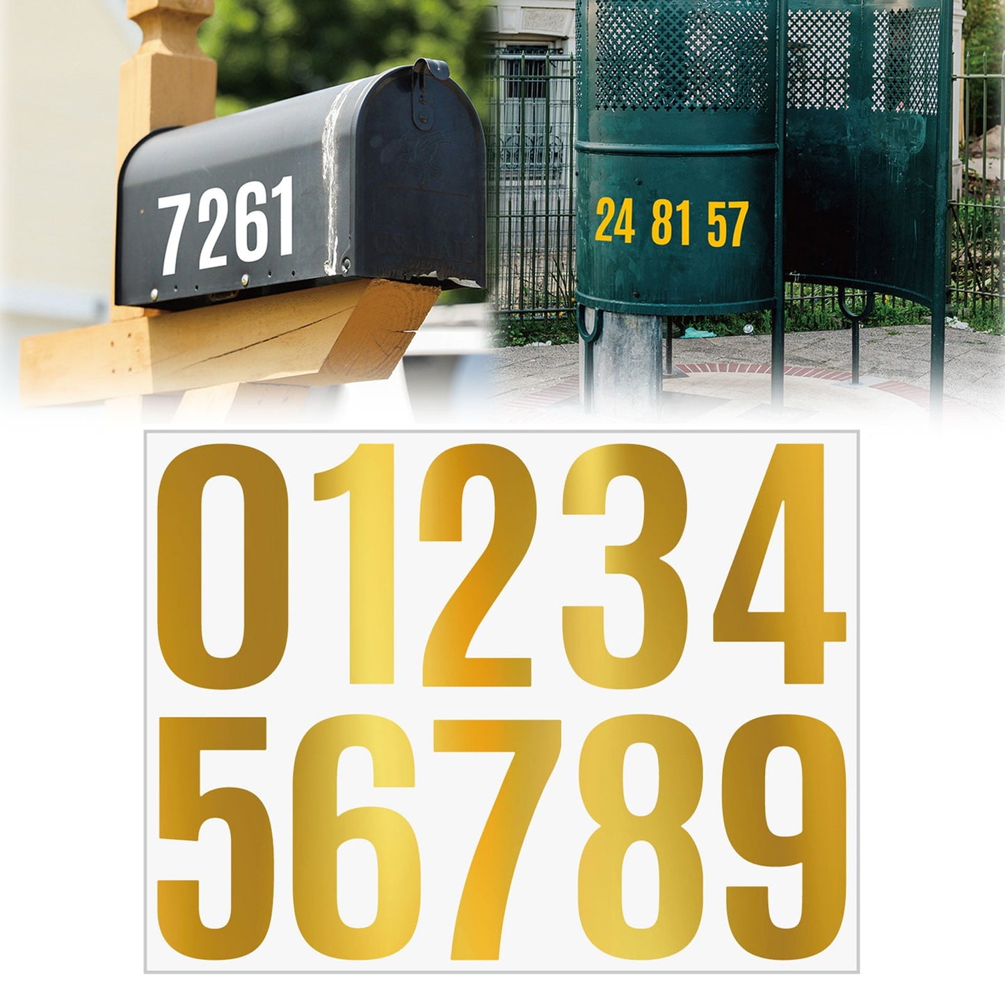 4 Inch Multicolor Vinyl Number Stickers - Self-Adhesive Decals for Mailbox, Car & Home,Large Digit Labels,Weatherproof Number Signs Number Labels For Car Home Multicolor(Blue) Gold