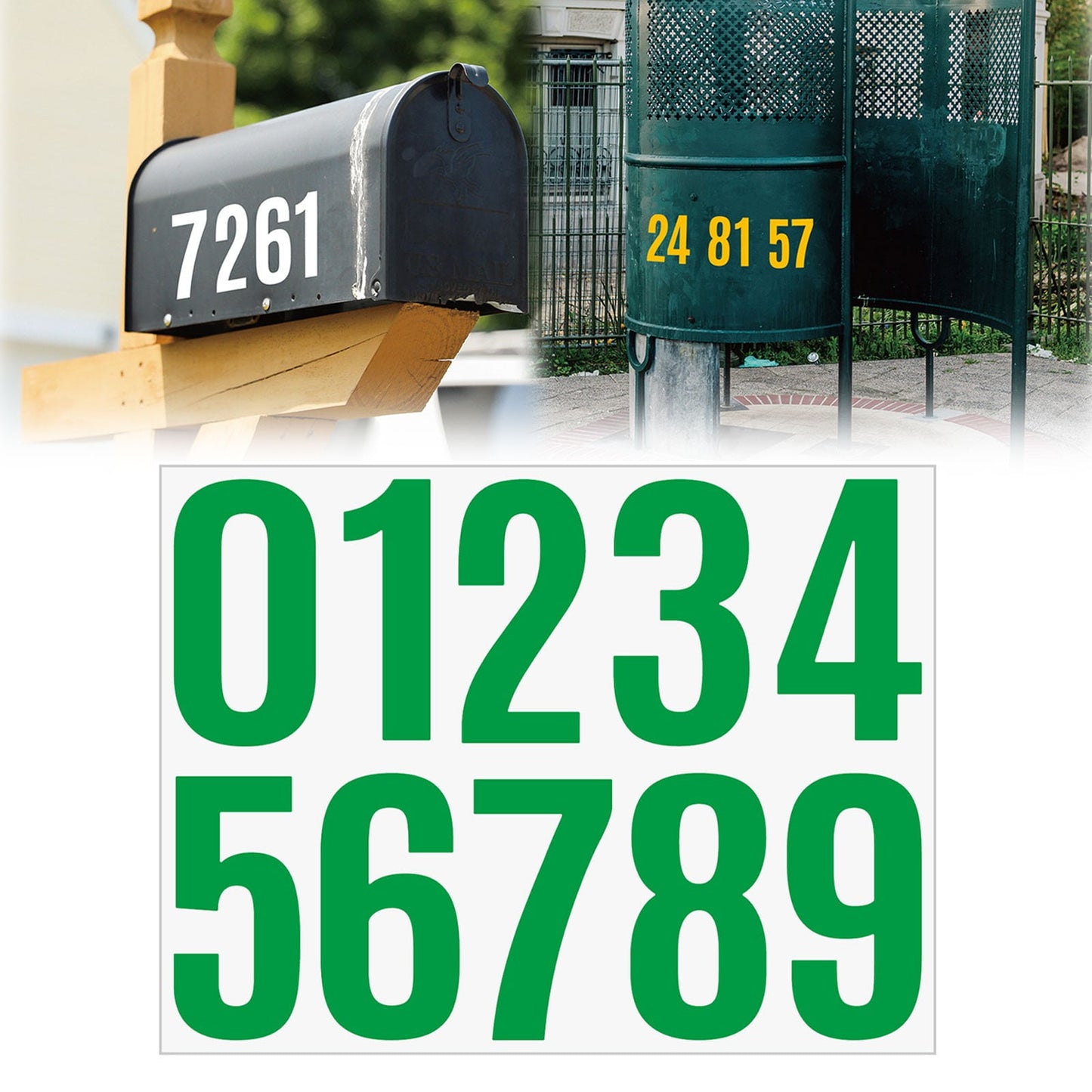 4 Inch Multicolor Vinyl Number Stickers - Self-Adhesive Decals for Mailbox, Car & Home,Large Digit Labels,Weatherproof Number Signs Number Labels For Car Home Multicolor(Blue) Green