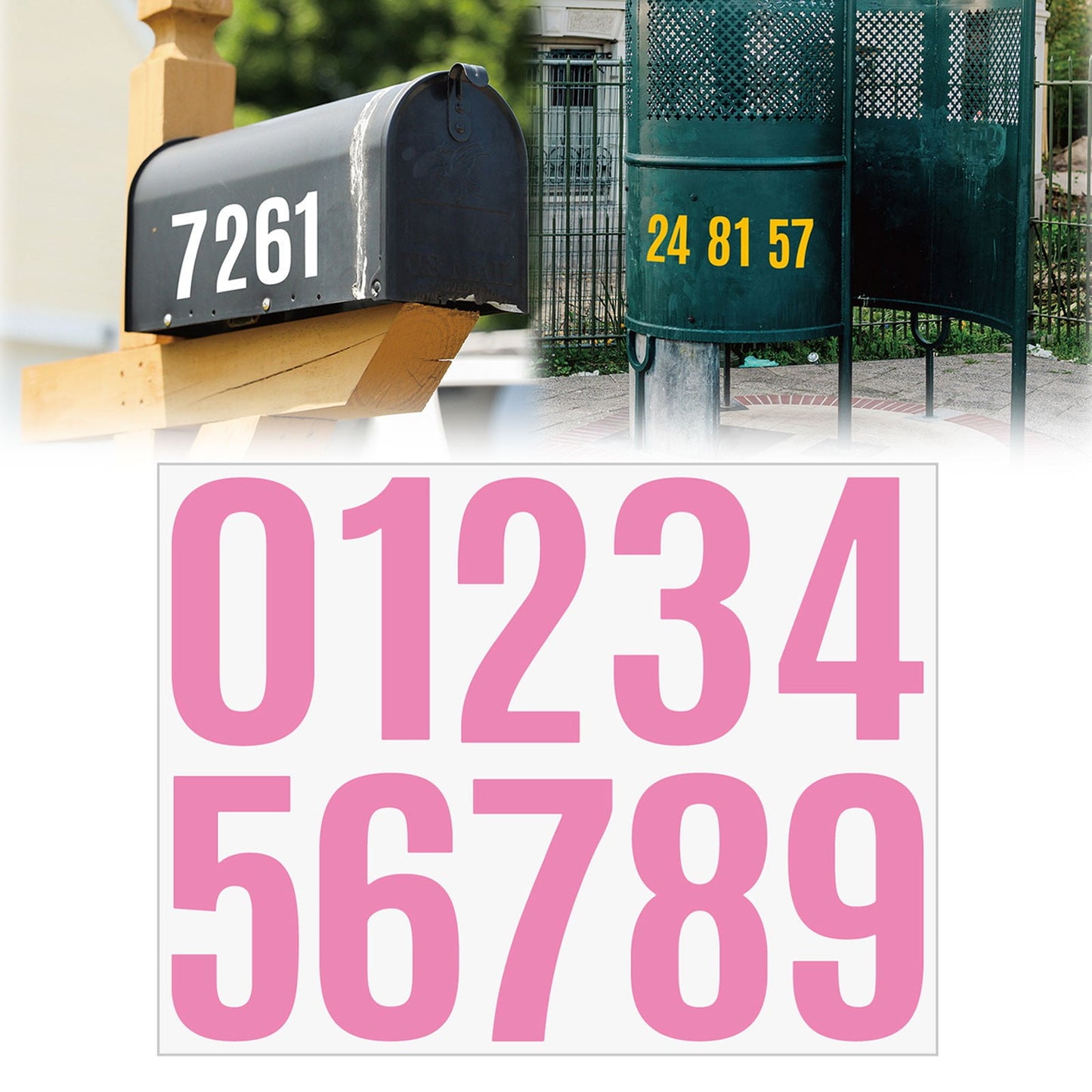 4 Inch Multicolor Vinyl Number Stickers - Self-Adhesive Decals for Mailbox, Car & Home,Large Digit Labels,Weatherproof Number Signs Number Labels For Car Home Multicolor(Blue) Pink