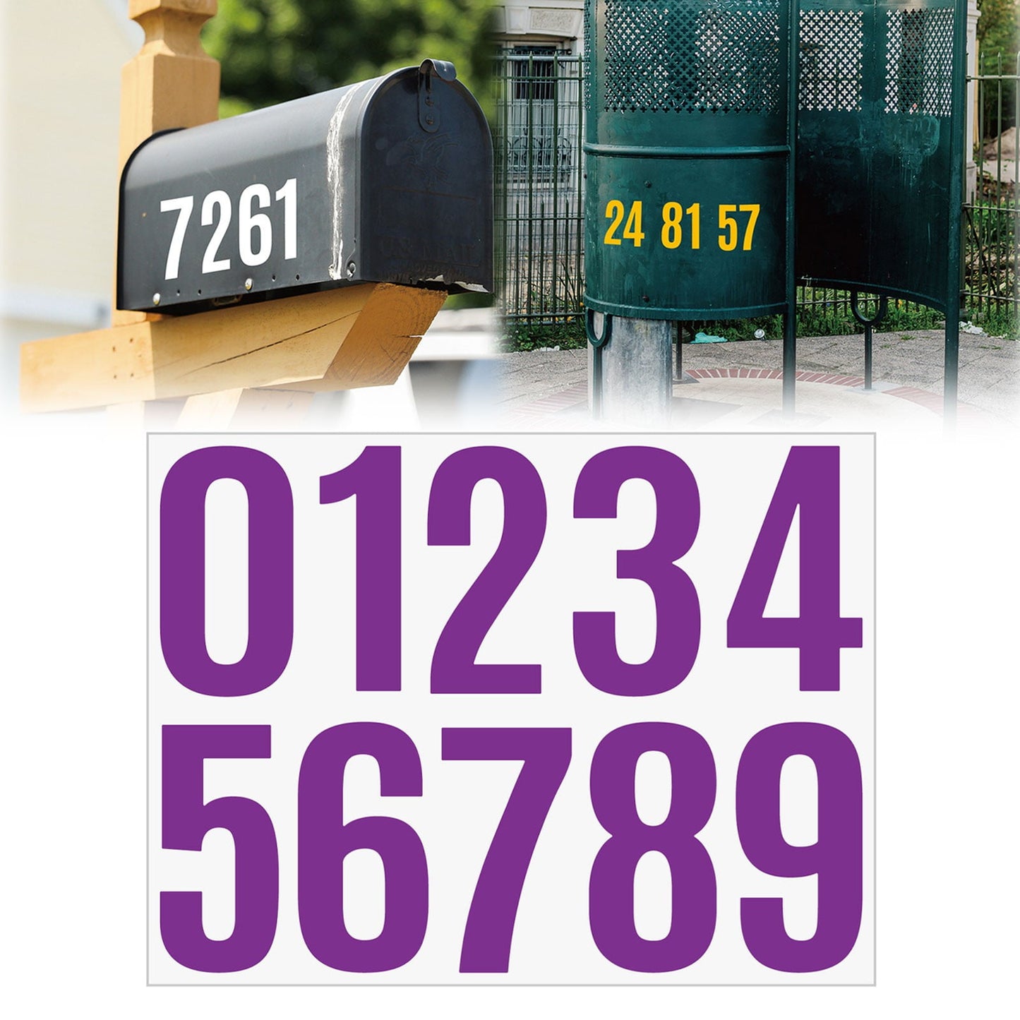 4 Inch Multicolor Vinyl Number Stickers - Self-Adhesive Decals for Mailbox, Car & Home,Large Digit Labels,Weatherproof Number Signs Number Labels For Car Home Multicolor(Blue) Purple