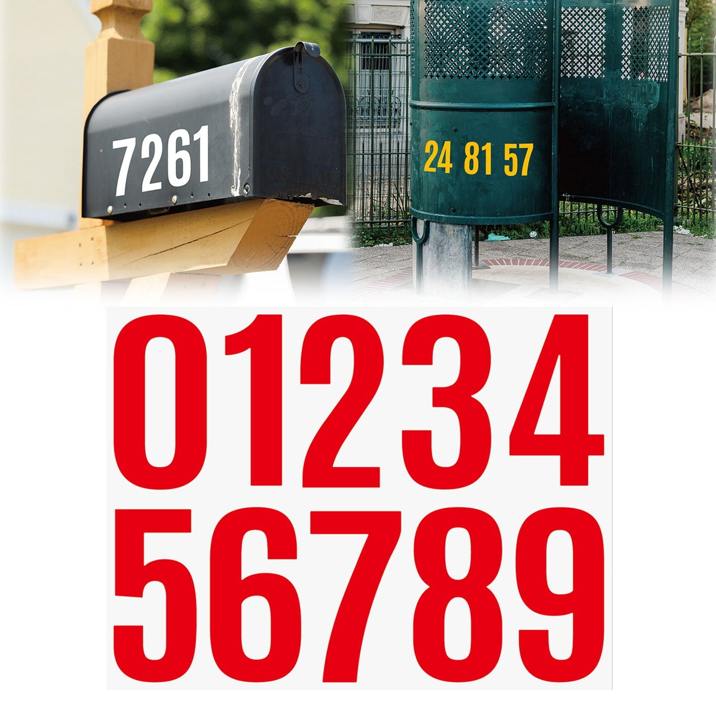 4 Inch Multicolor Vinyl Number Stickers - Self-Adhesive Decals for Mailbox, Car & Home,Large Digit Labels,Weatherproof Number Signs Number Labels For Car Home Multicolor(Blue) Red