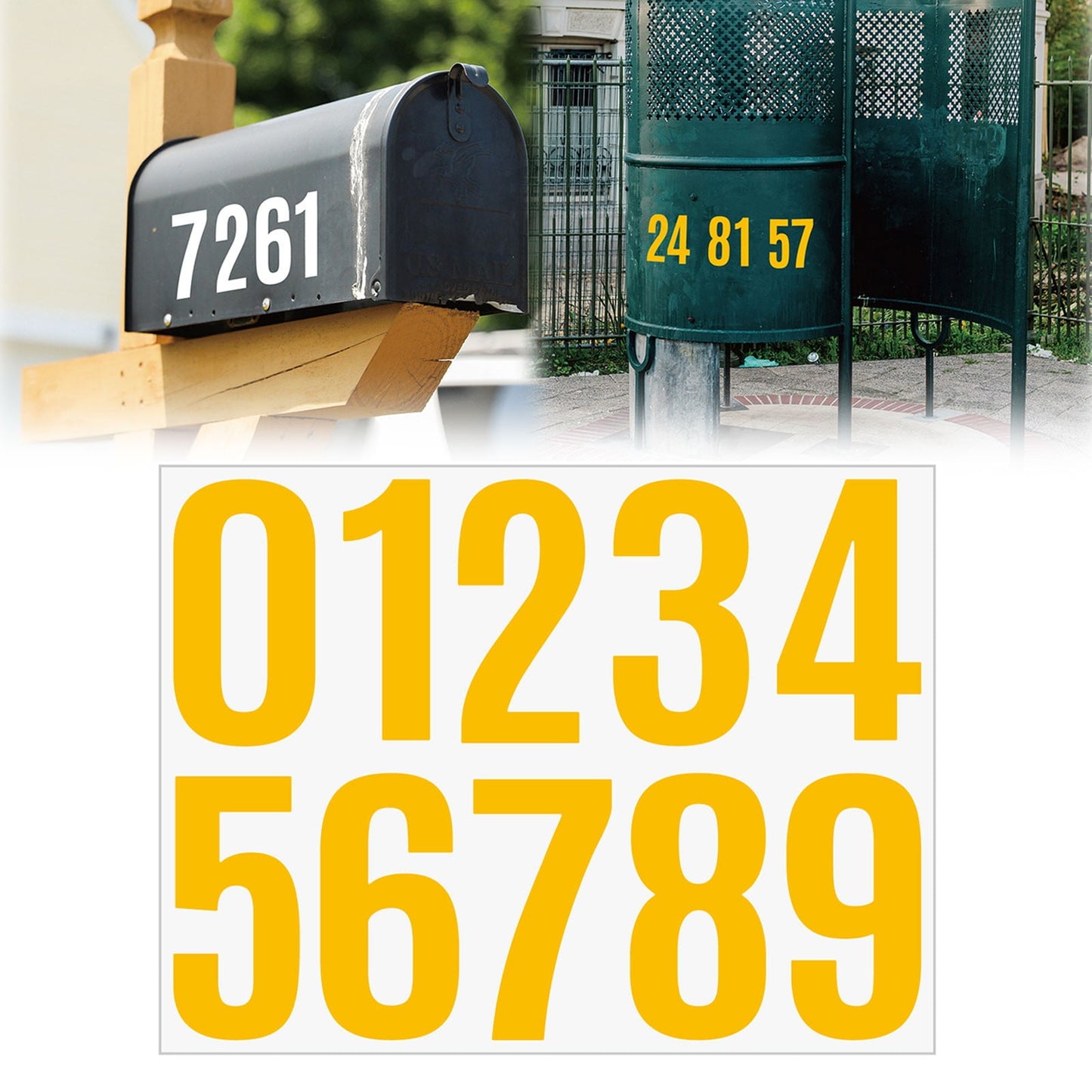 4 Inch Multicolor Vinyl Number Stickers - Self-Adhesive Decals for Mailbox, Car & Home,Large Digit Labels,Weatherproof Number Signs Number Labels For Car Home Multicolor(Blue) Yellow