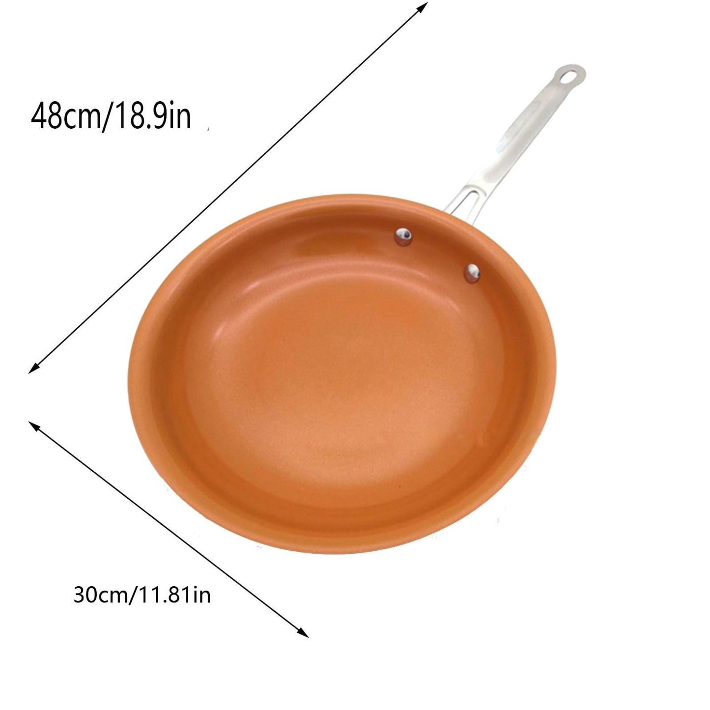 12 Inch Non-Stick Copper Frying Pan with Ceramic Coating - Induction Oven Safe Skillet for Searing, Frying - Aluminum Body, Double Bottom, Universal Stove Compatible