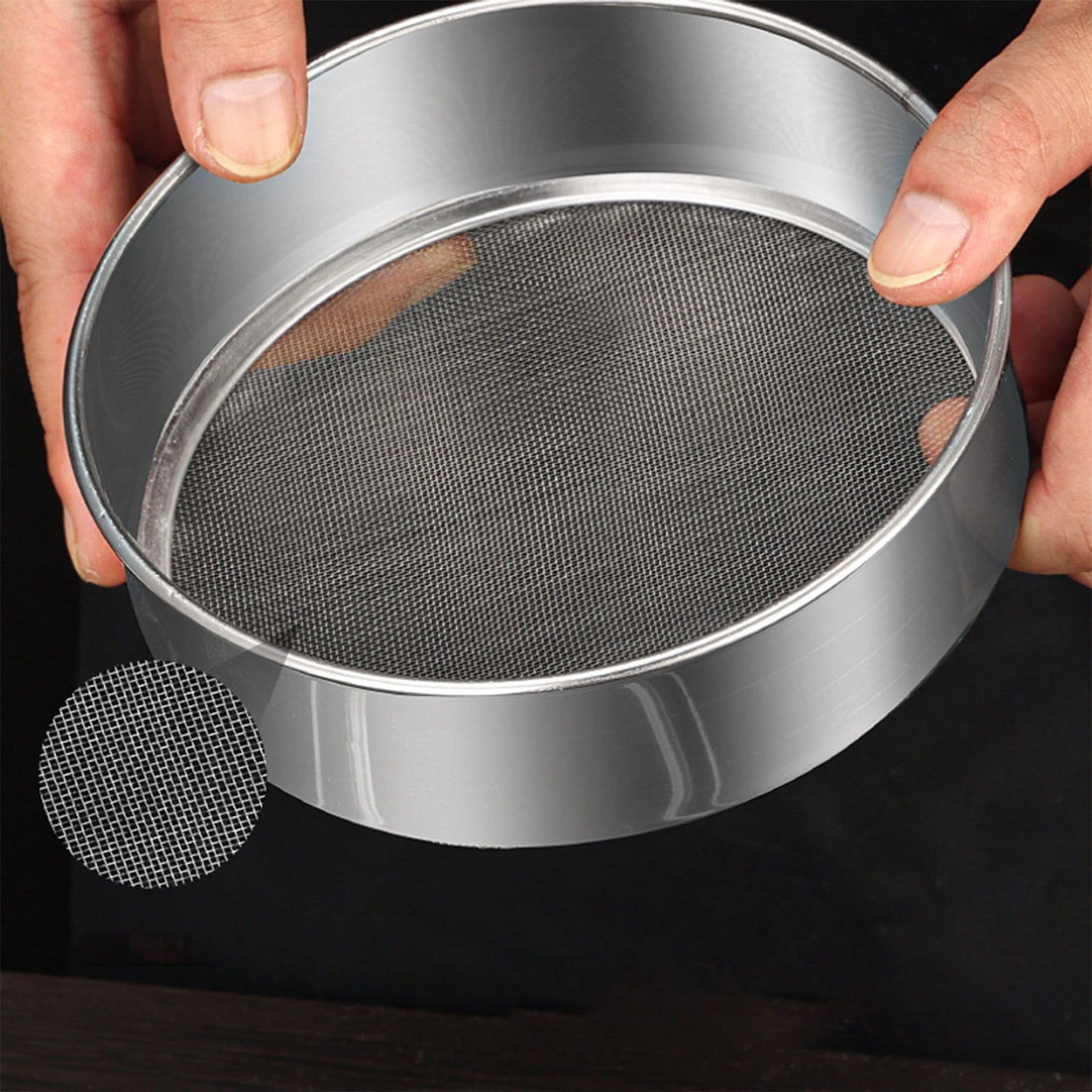 Stainless Steel Flour Sieve Filter - Ultra Fine Baking Mesh Sifter for Powder, Cocoa - Ergonomic Handle, Easy Clean, Kitchen Tool, 200 Mesh
