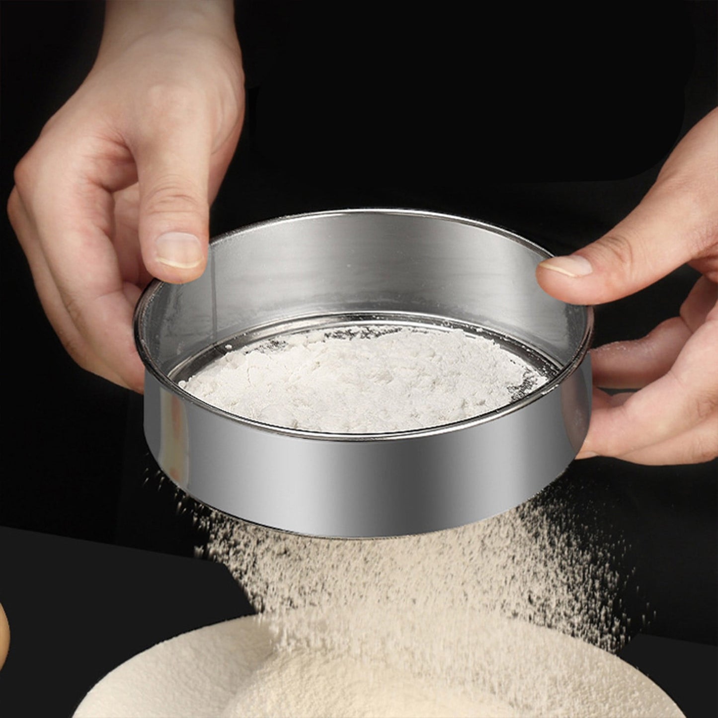 Stainless Steel Flour Sieve Filter - Ultra Fine Baking Mesh Sifter for Powder, Cocoa - Ergonomic Handle, Easy Clean, Kitchen Tool, 200 Mesh