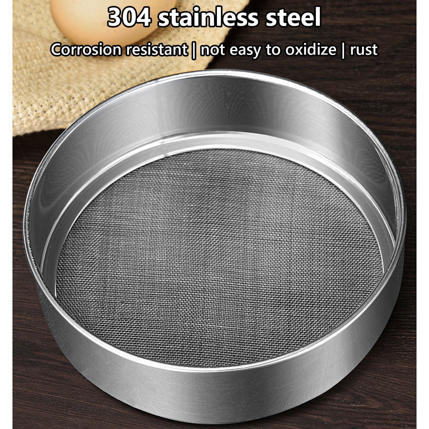 Stainless Steel Flour Sieve Filter - Ultra Fine Baking Mesh Sifter for Powder, Cocoa - Ergonomic Handle, Easy Clean, Kitchen Tool, 200 Mesh